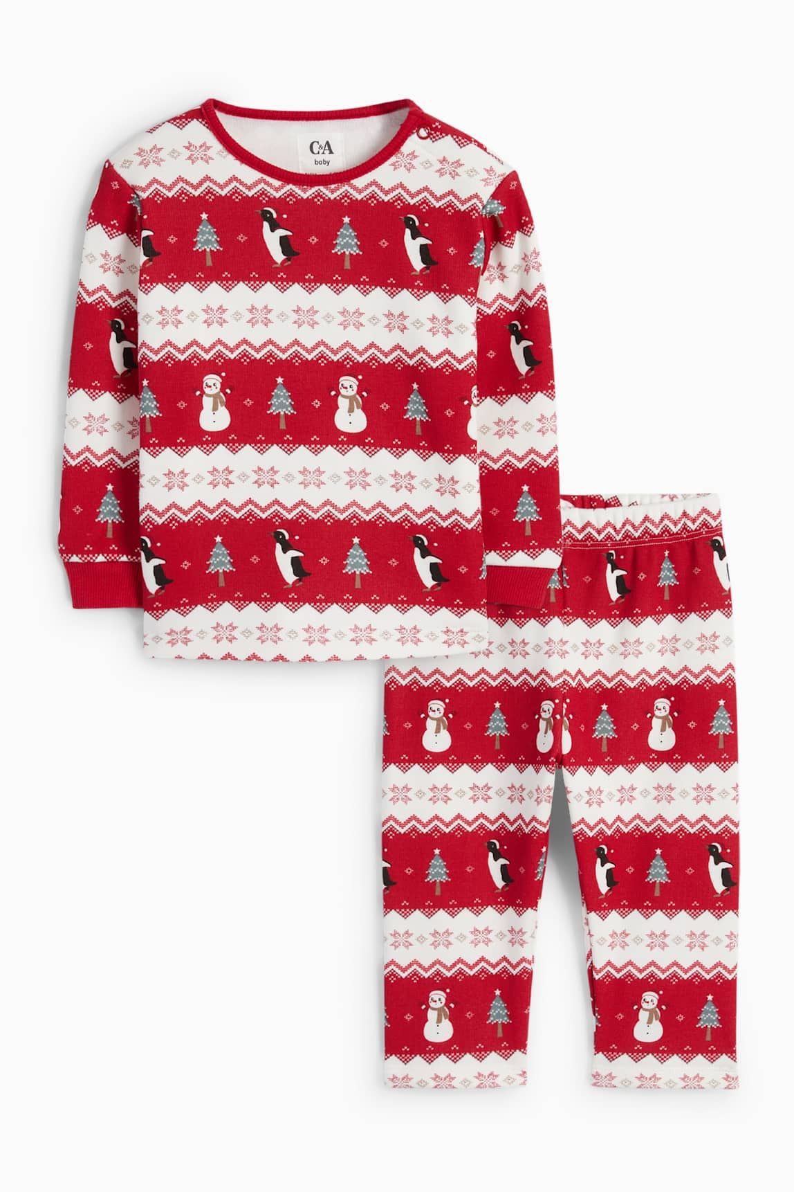 Snowman and penguin - baby Christmas pyjamas - 2 piece