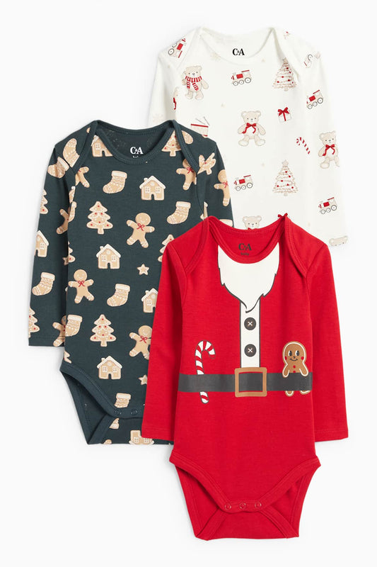 Multipack of 3 - gingerbread- baby Christmas bodysuit