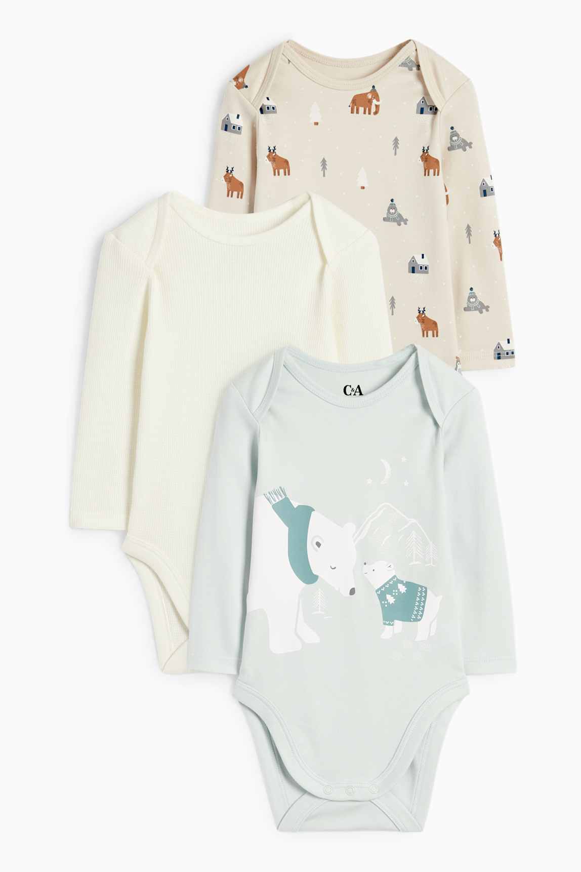 Multipack of 3 - animals - baby bodysuit