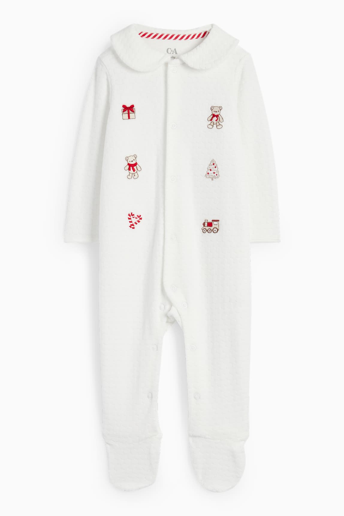 Teddy bear - baby Christmas sleepsuit - textured