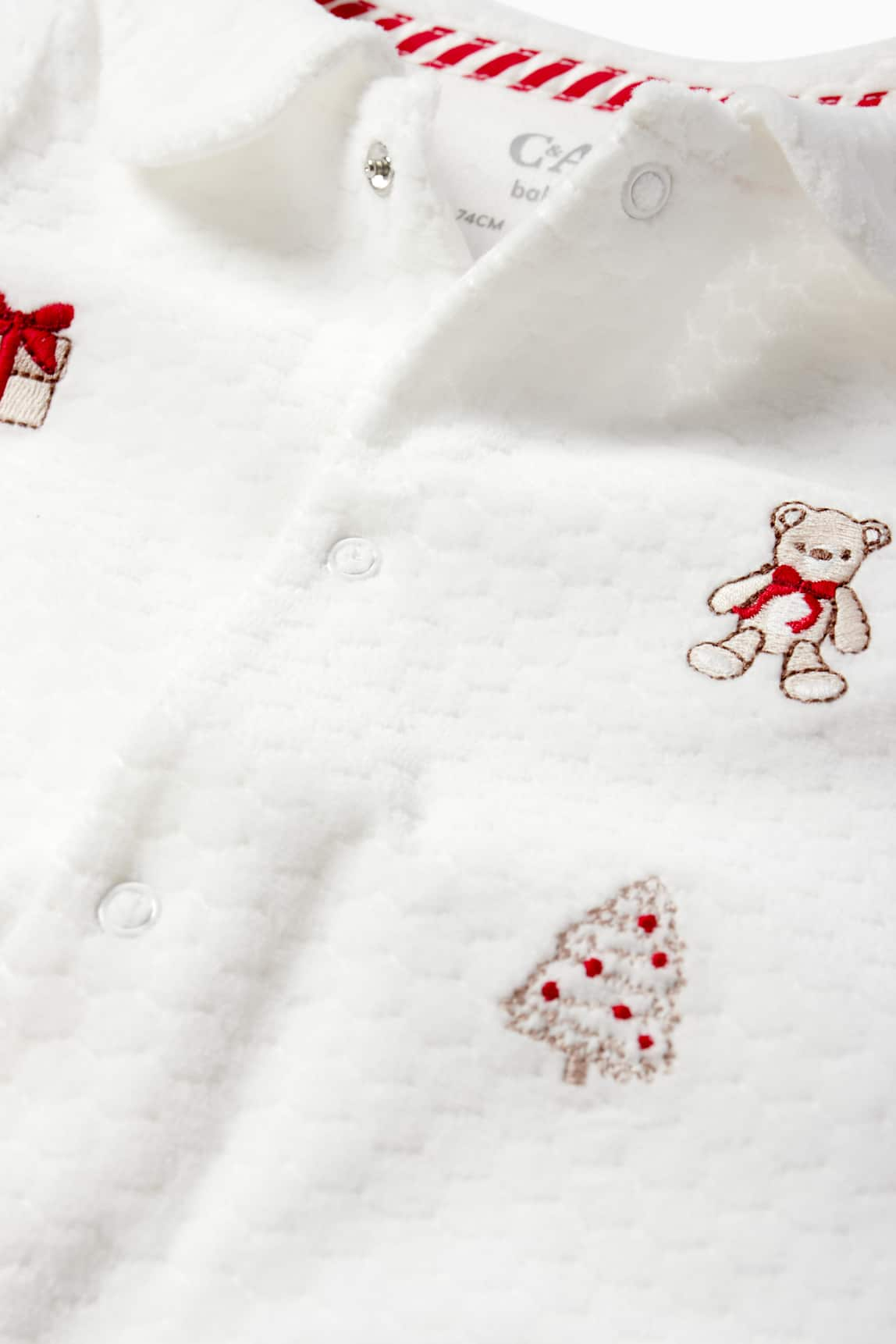 Teddy bear - baby Christmas sleepsuit - textured