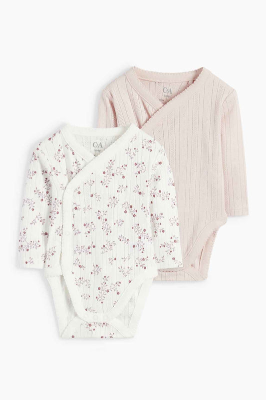 Multipack of 2 - floral - wrapover baby bodysuit