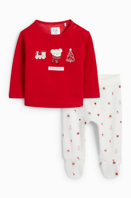 Teddy bear - newborn Christmas outfit - 2 piece