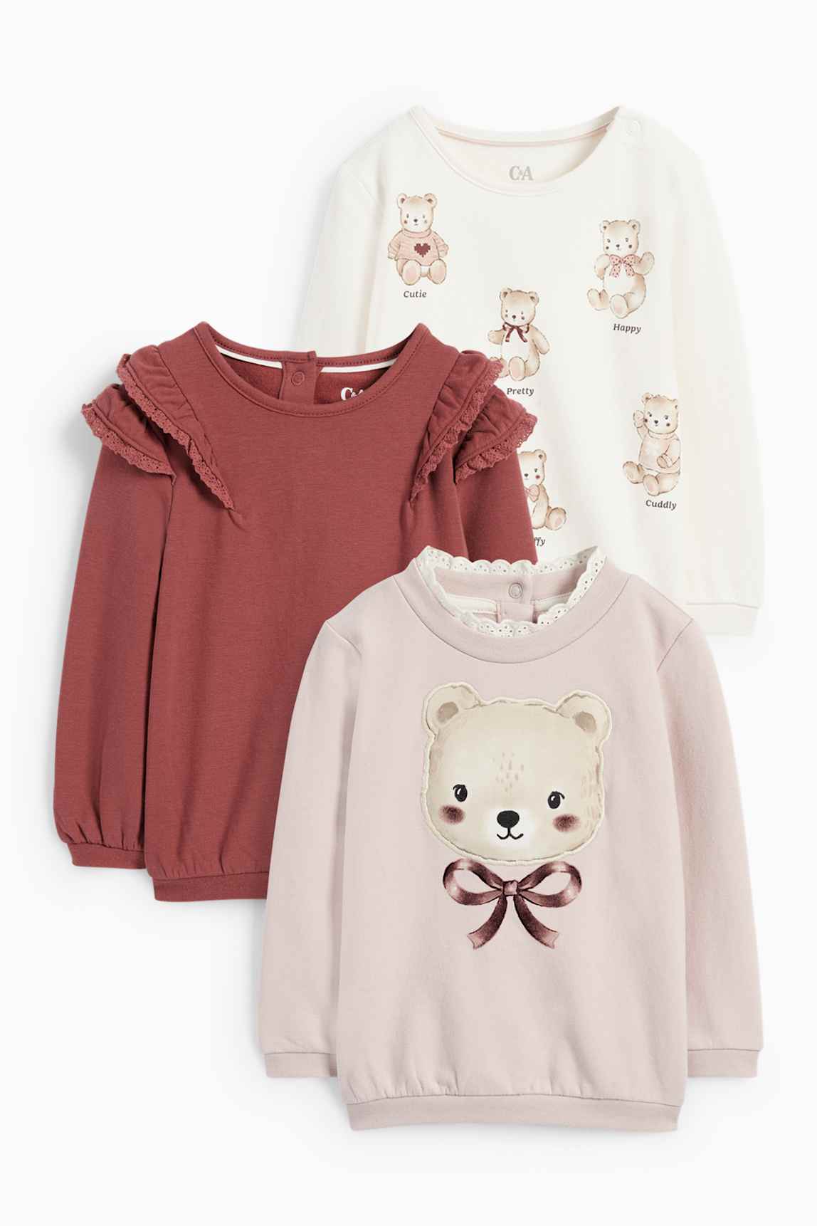 Multipack of 3 - teddy bear - baby sweatshirt