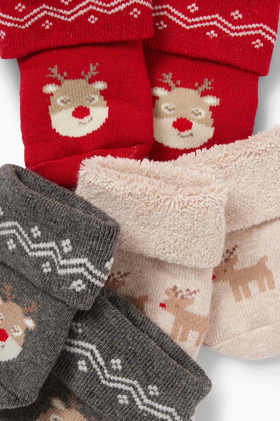 Multipack of 3 - Rudolph - newborn Christmas socks