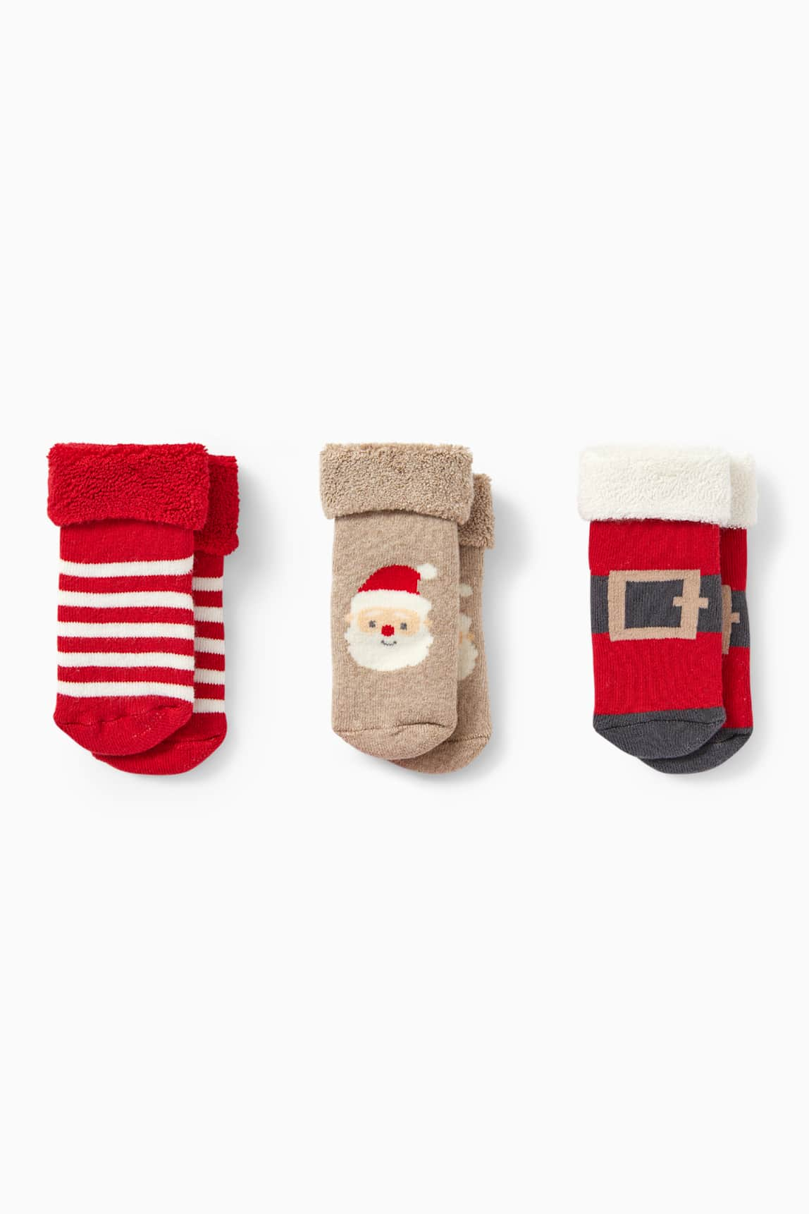 Multipack of 3 - Father Christmas - newborn -Christmas socks