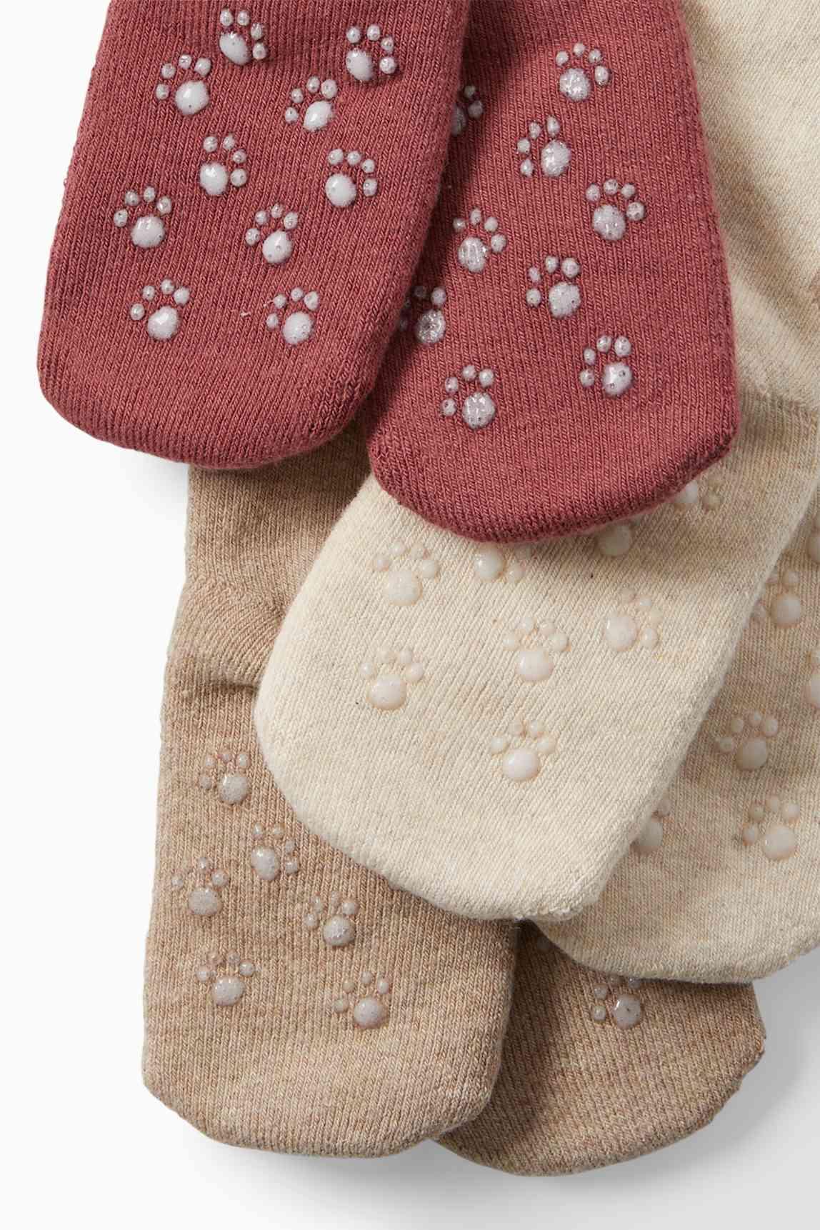 Multipack of 3 - teddy bear - baby non-slip socks with motif