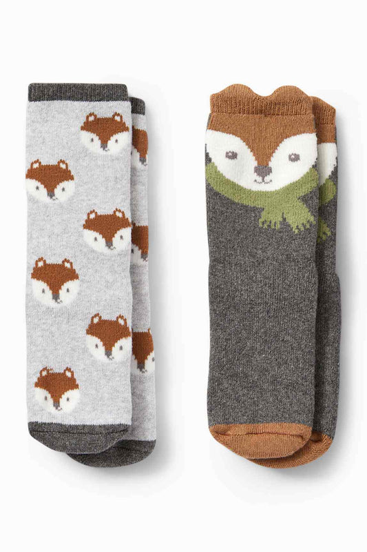 Multipack of 2 - fox - baby non-slip socks with motif