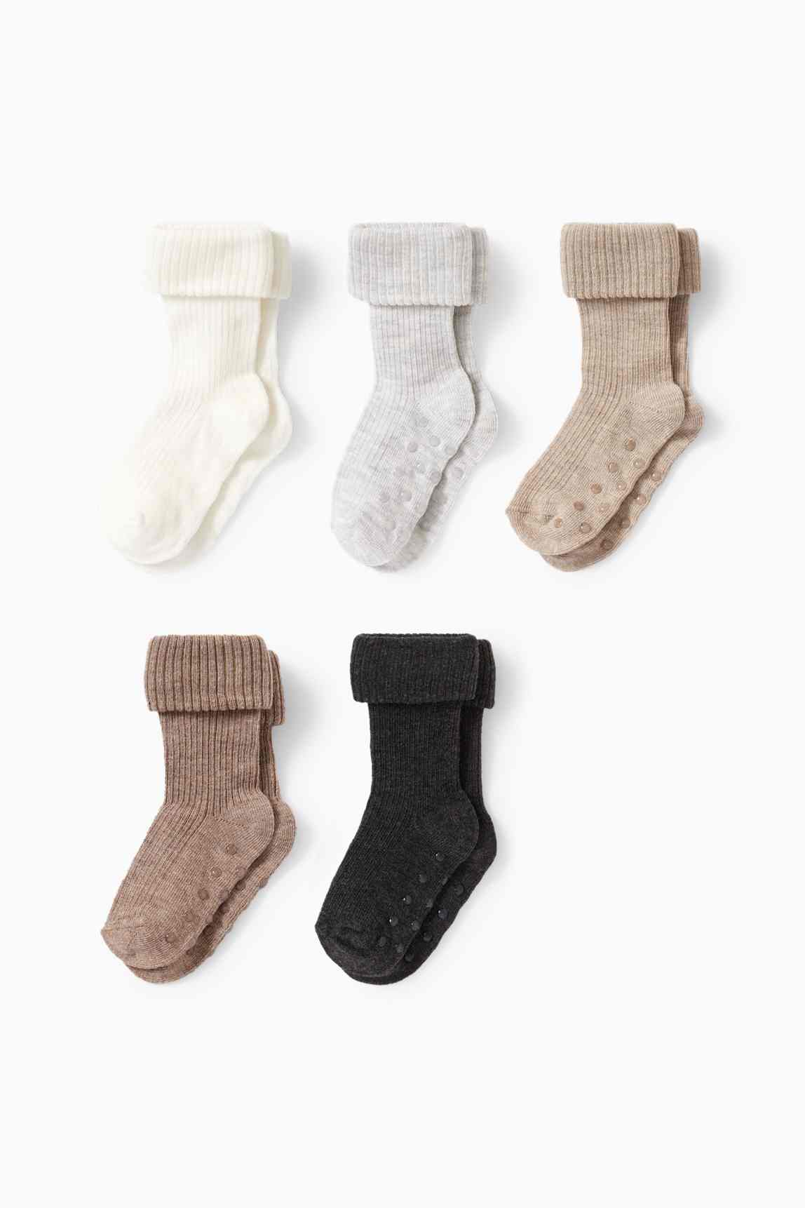 Multipack of 5 - baby non-slip socks