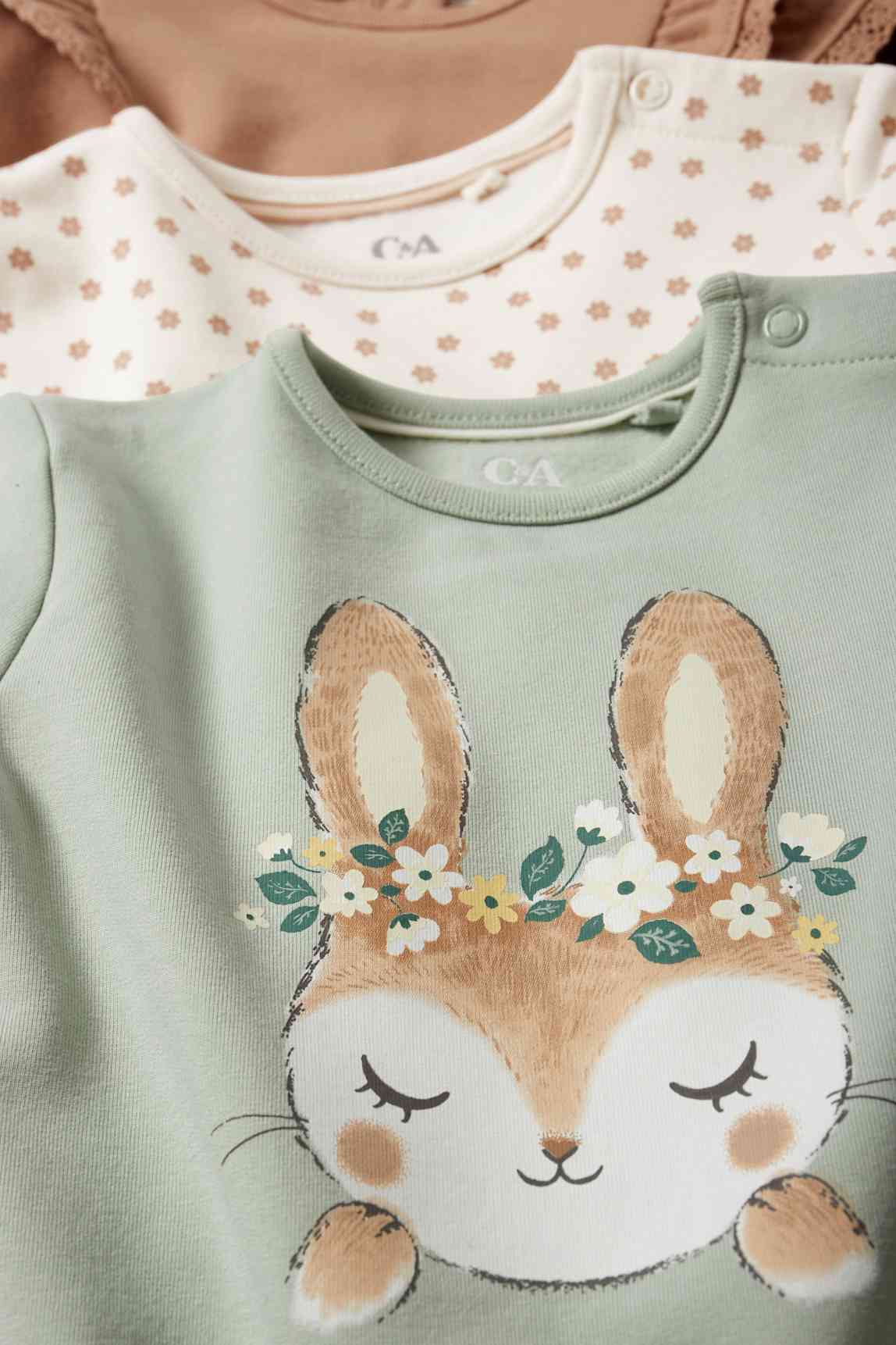 Multipack of 3 - bunny rabbit and flowers - baby sweatshirt