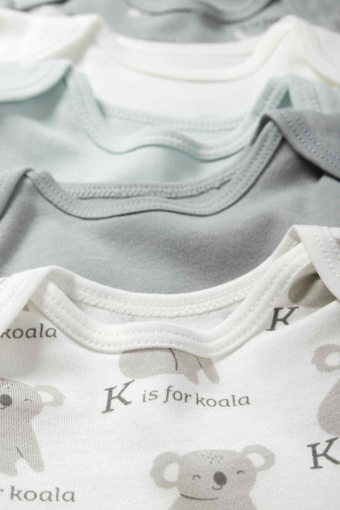 Multipack of 5 - koala and elephant - baby bodysuit