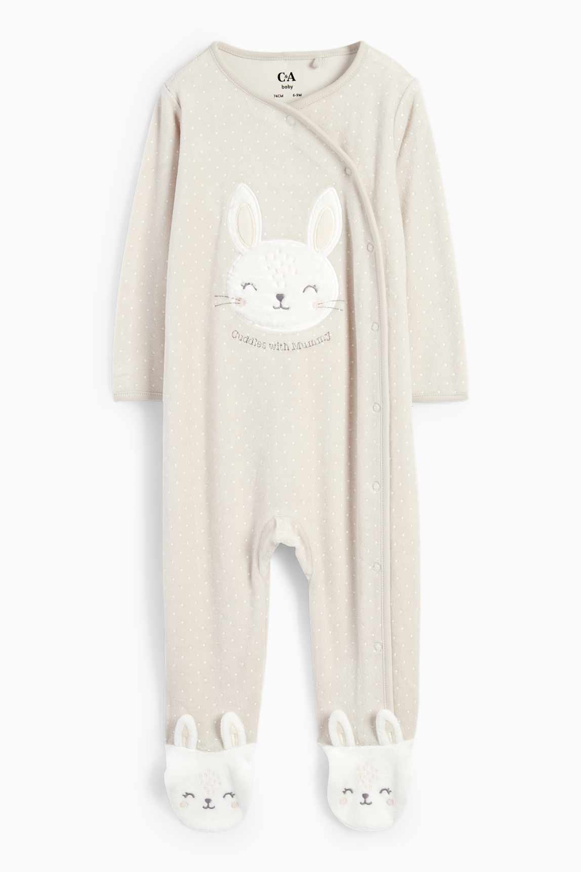 Bunny rabbit - baby sleepsuit - polka dot