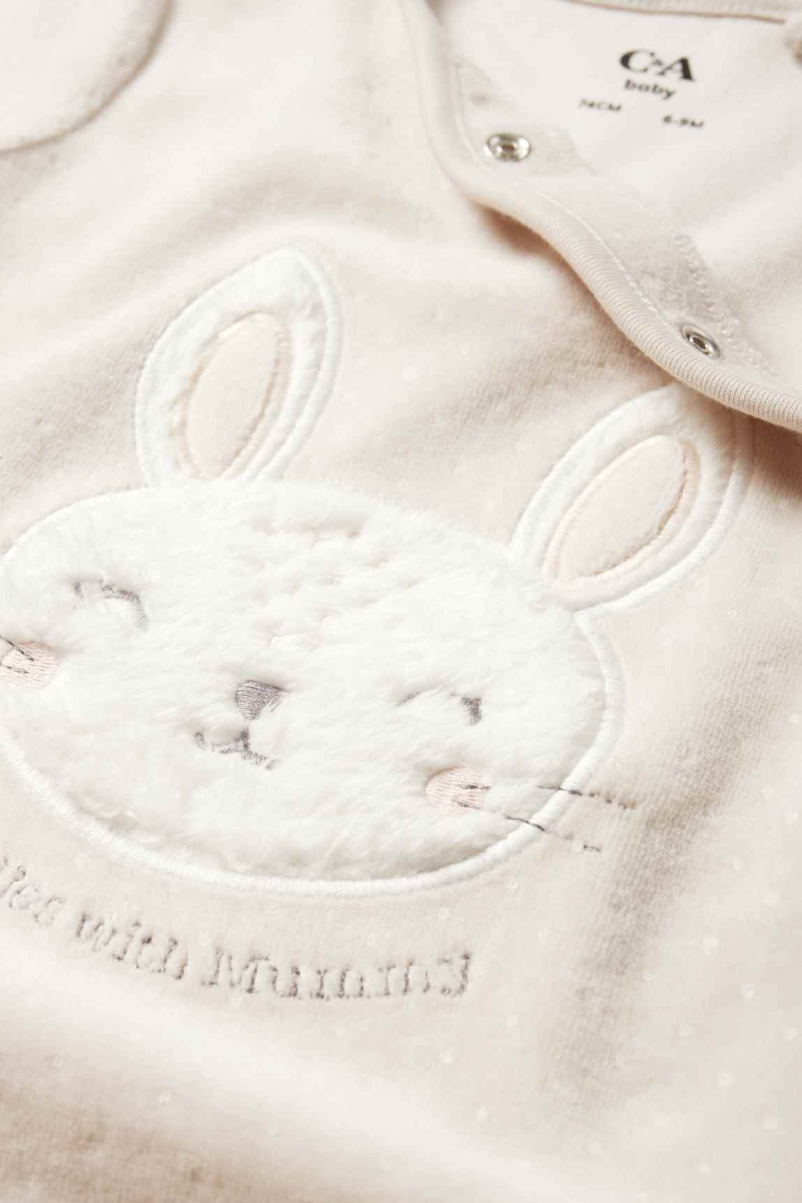 Bunny rabbit - baby sleepsuit - polka dot