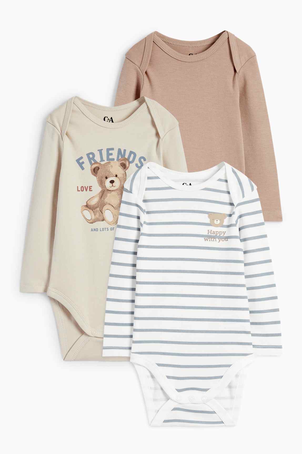 Multipack of 3 - teddy bear - baby bodysuit