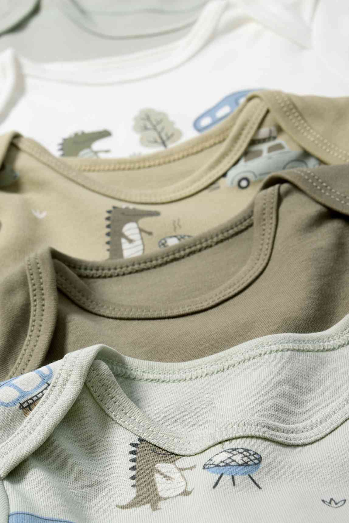 Multipack of 5 - camping and crocodile - baby bodysuit