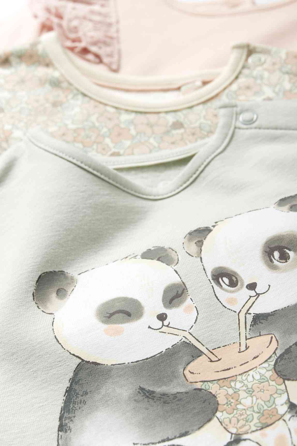 Multipack of 3 - flowers and panda - baby sweatshirt