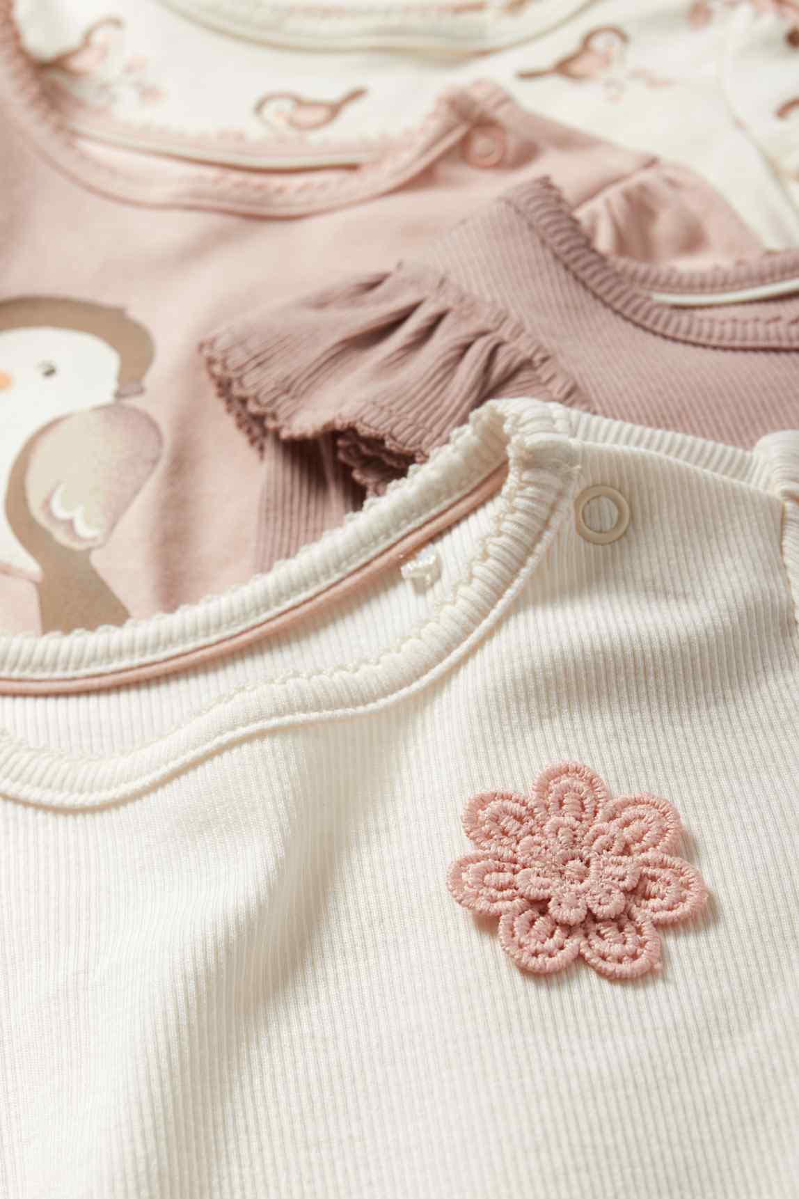 Multipack of 4 - flowers and little bird - baby long sleeve top