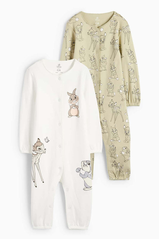 Multipack of 2 - Bambi - baby sleepsuit