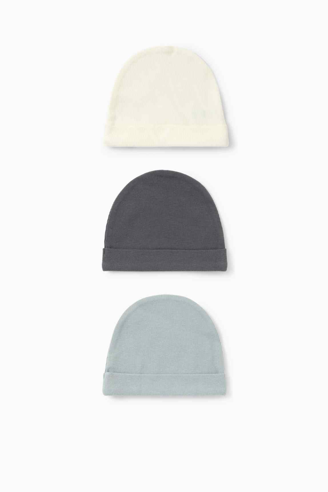 Multipack of 3 - baby beanie - ribbed