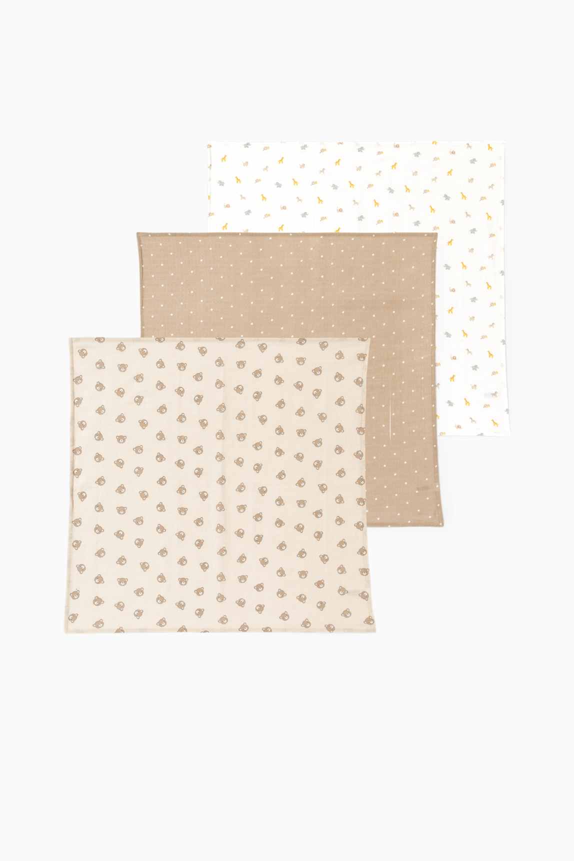 Multipack of 3 - animals and stars - baby muslin square