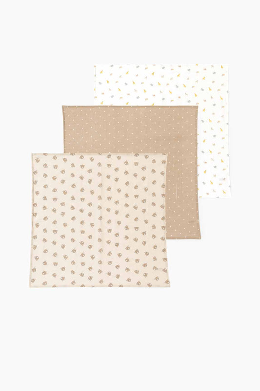 Multipack of 3 - animals and stars - baby muslin square