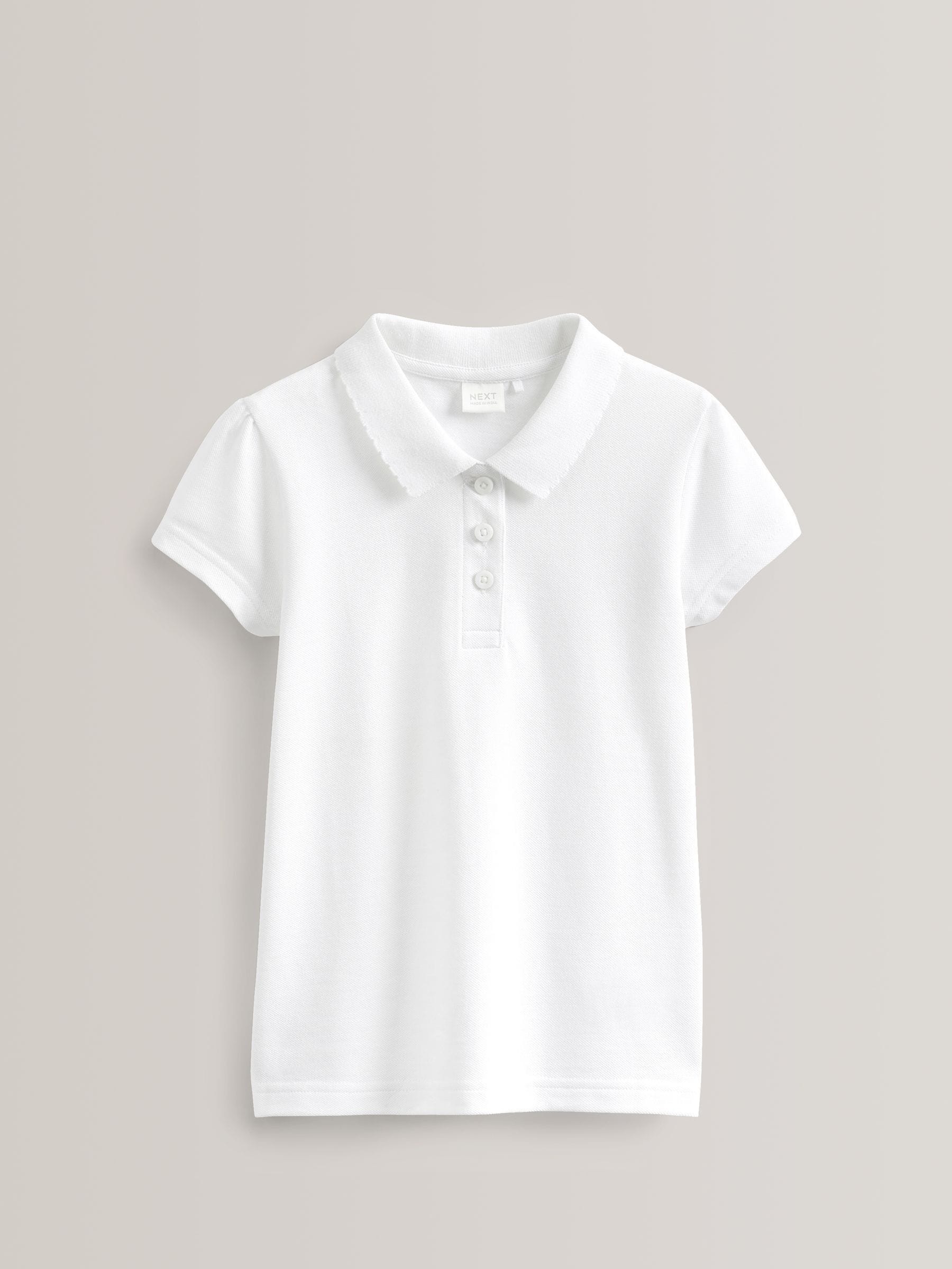 White Regular Fit 5 Pack 100% Cotton Short Sleeve Polo Shirts (3-16yrs)