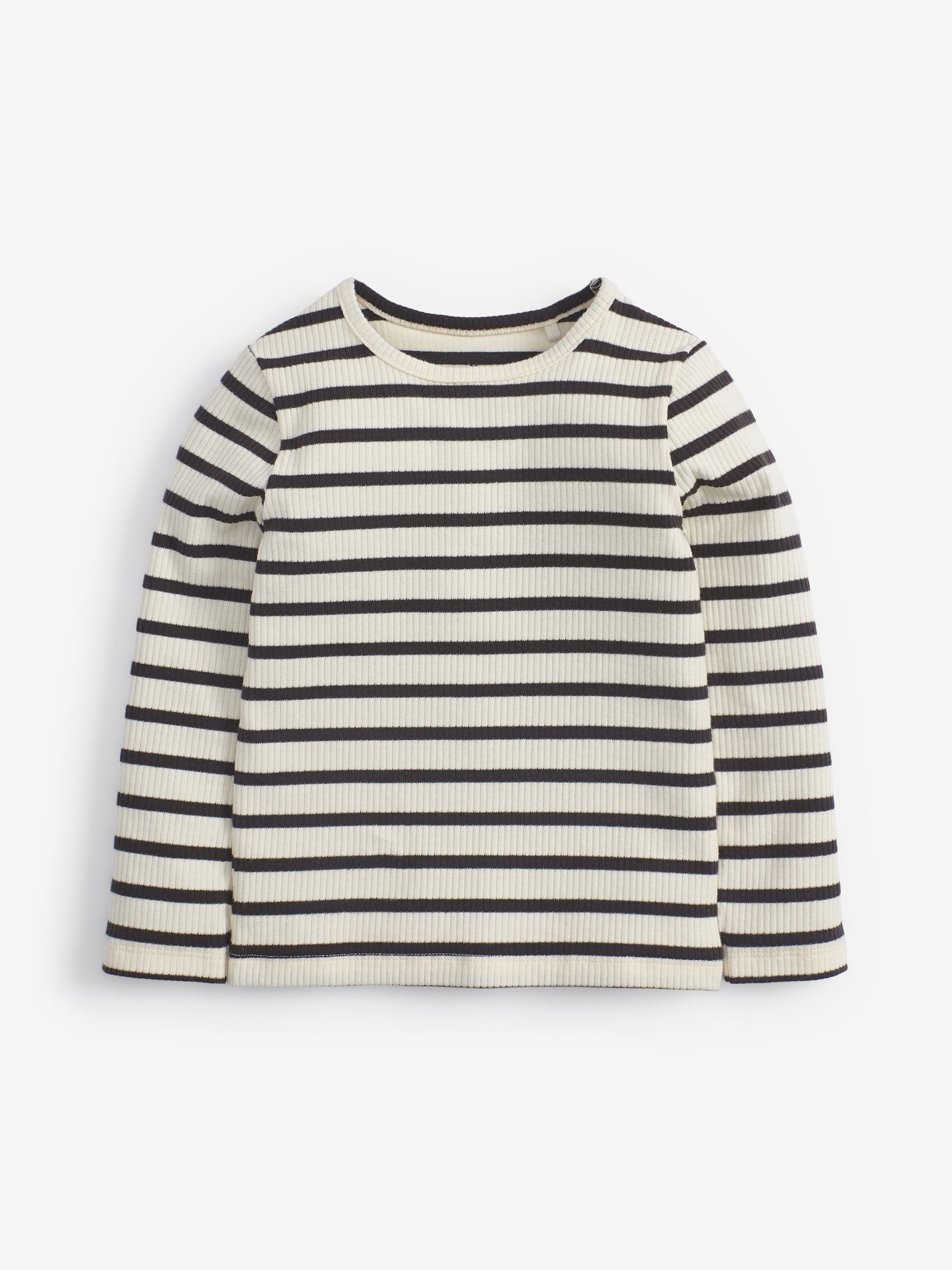 Black/White Stripe Cotton Rich Long Sleeve Rib T-Shirt (3mths-7yrs)