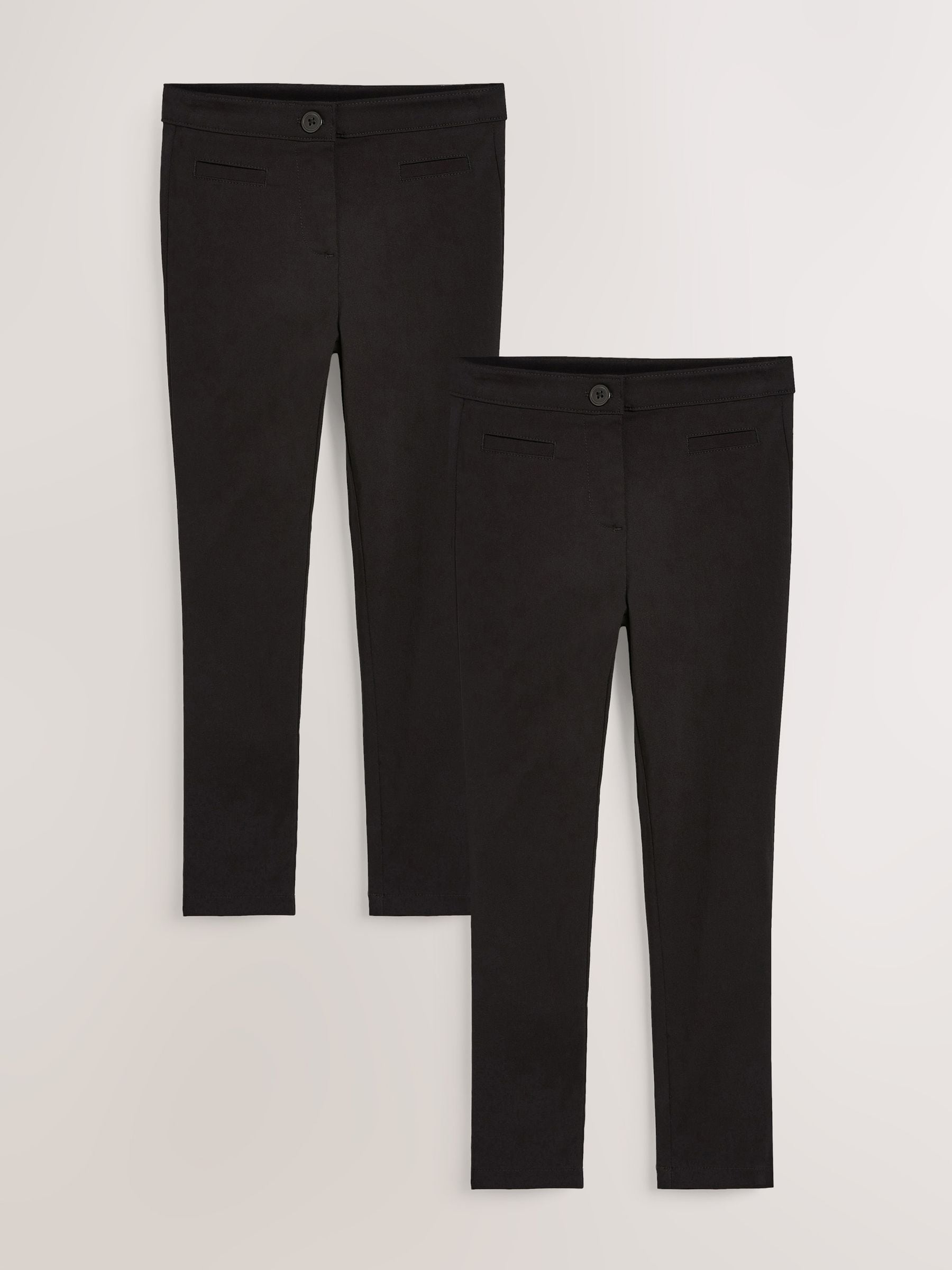 Black 2 Pack Skinny Stretch School Trousers (3-17yrs)