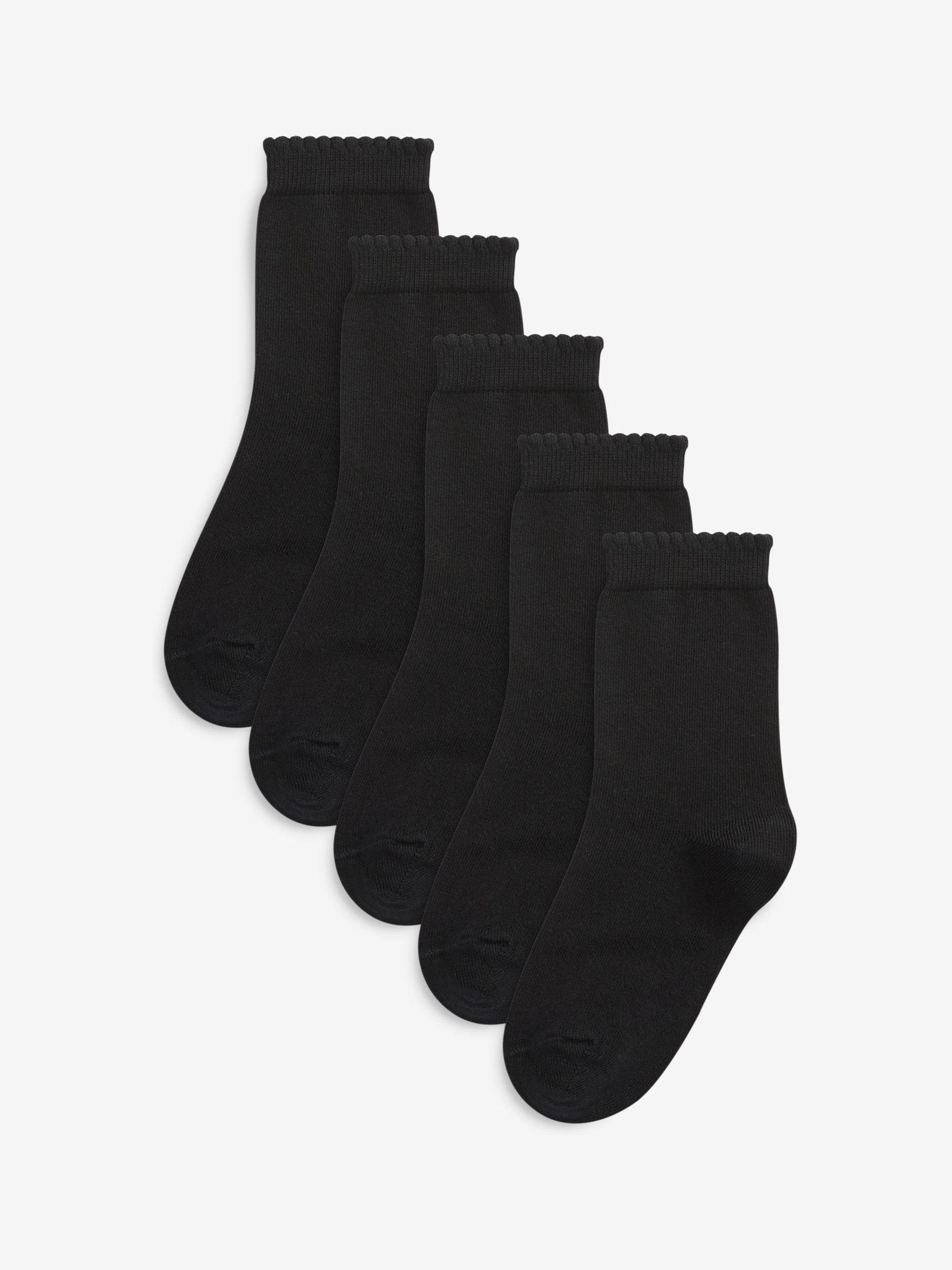 Black 5 Pack Cotton Rich School Ankle Socks