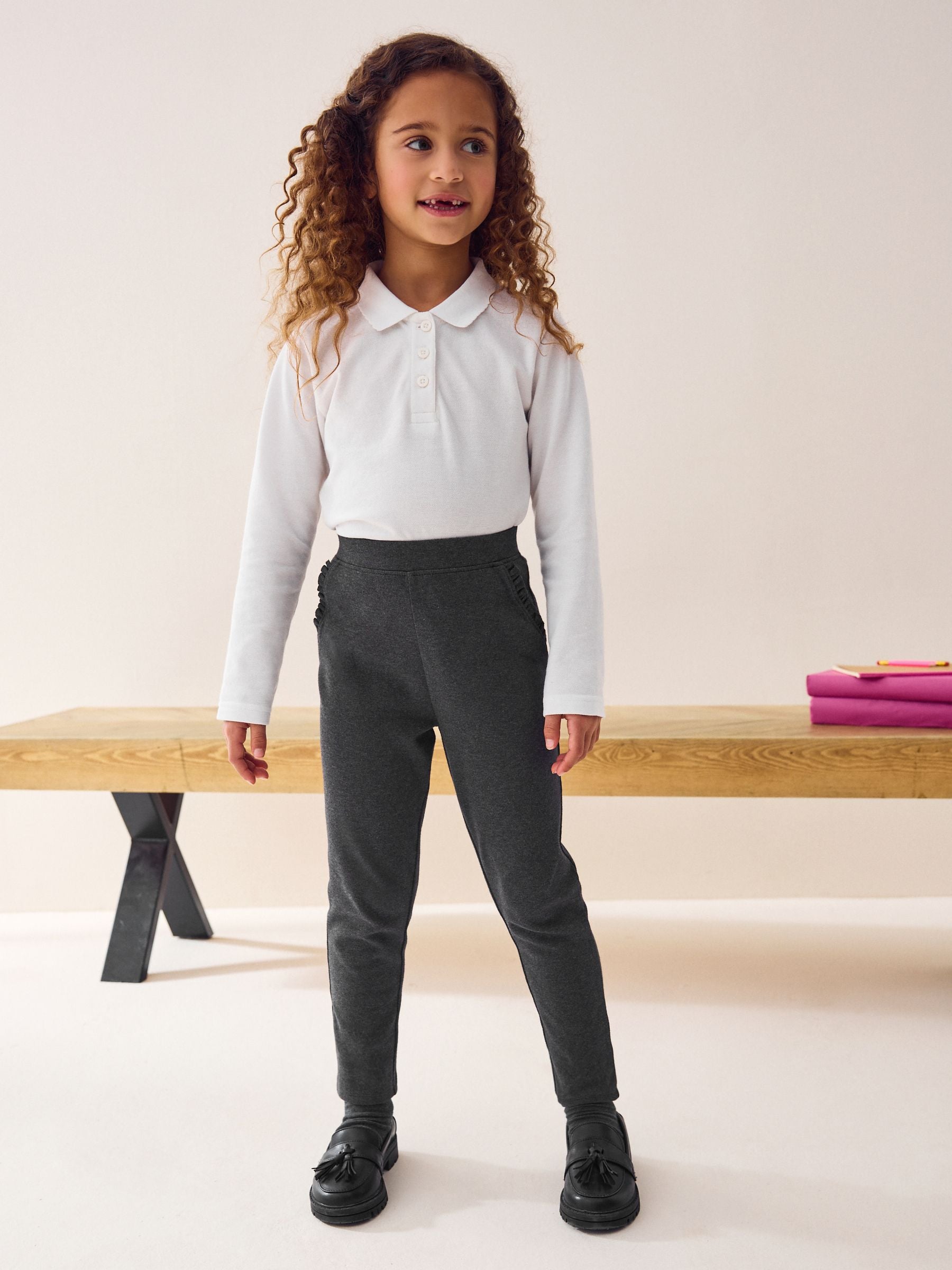 Charcoal Grey Pull-On Cotton Rich Stretch School Trousers (3-16yrs)
