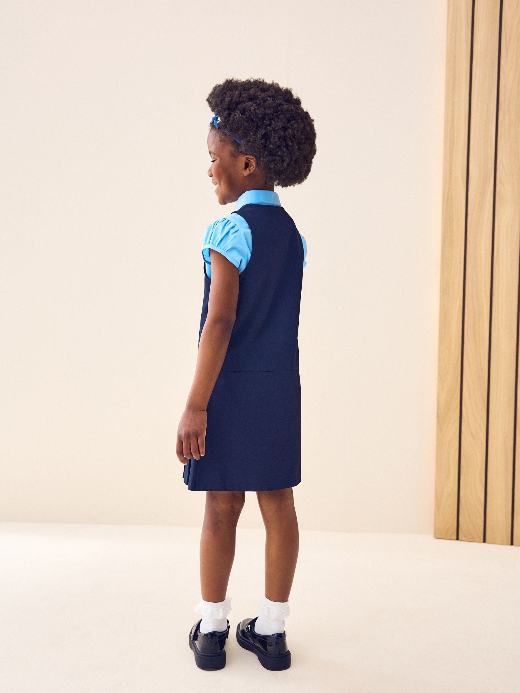 Navy Blue Regular Fit Zip Front School Pinafore (3-14yrs)