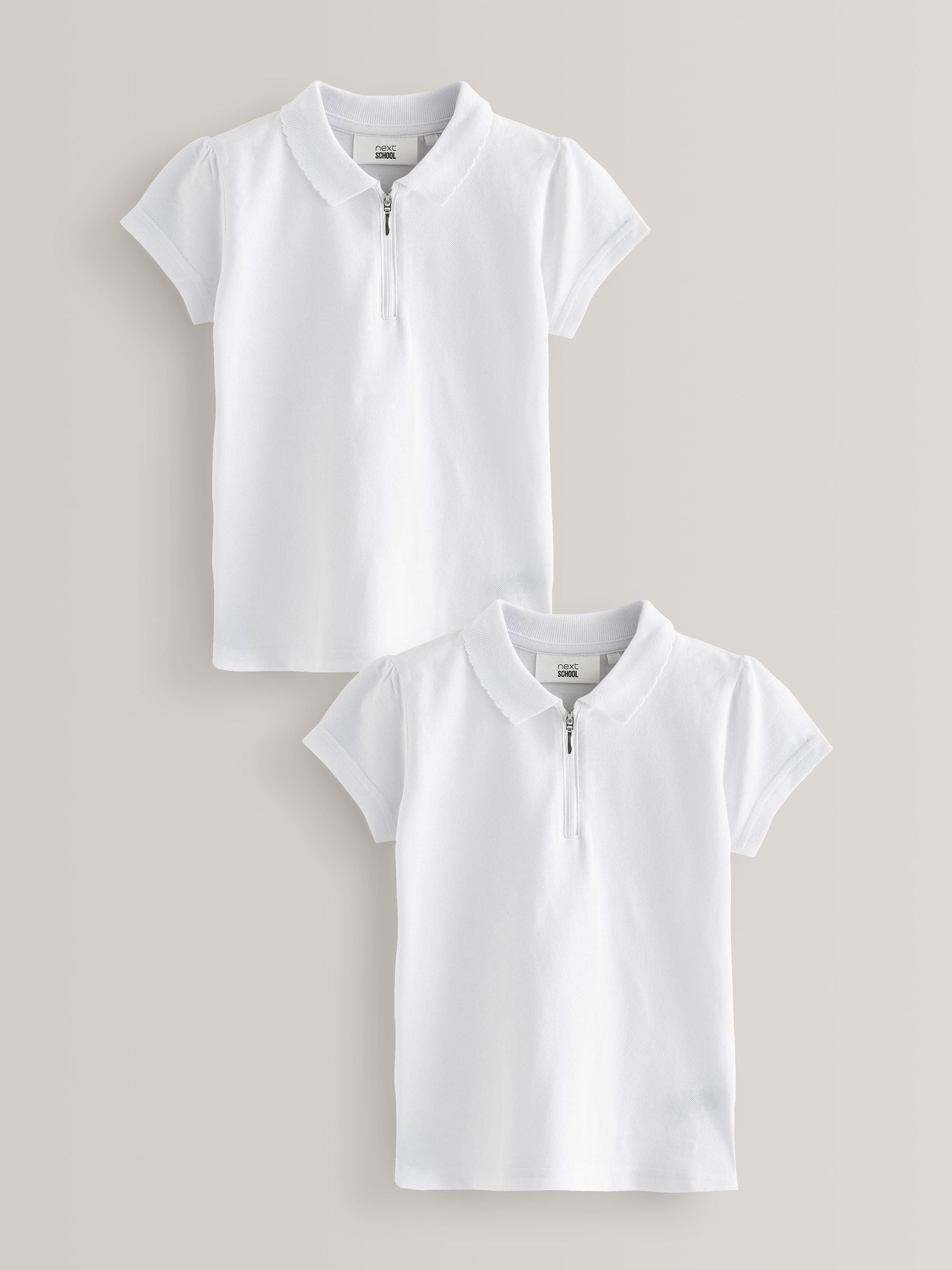 White 2 Packs Zip Polo Shirts (3-16yrs)