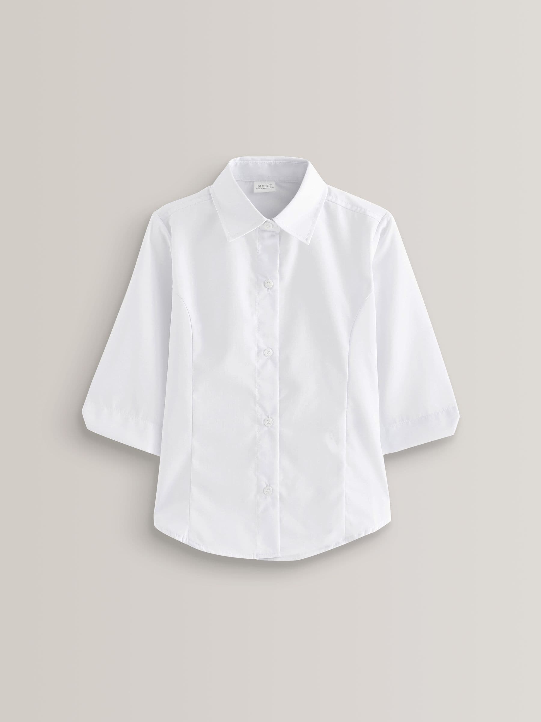 White Regular Fit 2 Pack Three Quarter Sleeve School Blouses (3-17yrs)