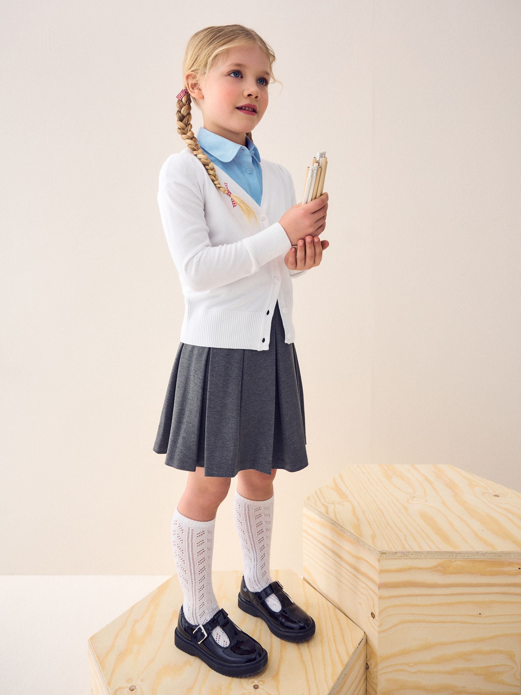 White Cotton Rich School V-Neck Cardigan (3-16yrs)