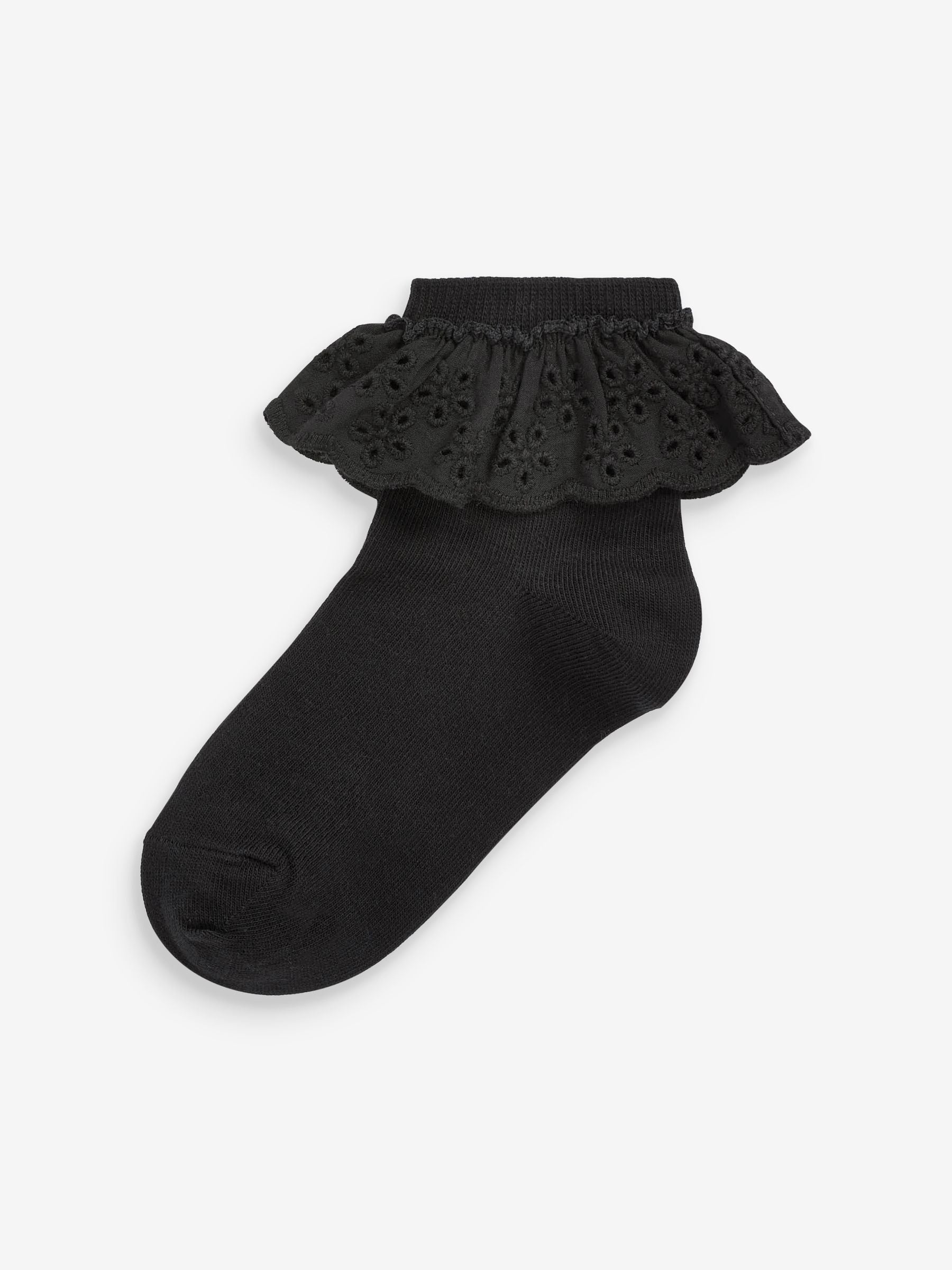 Black 2 Pack Cotton Rich Ruffle Ankle Socks