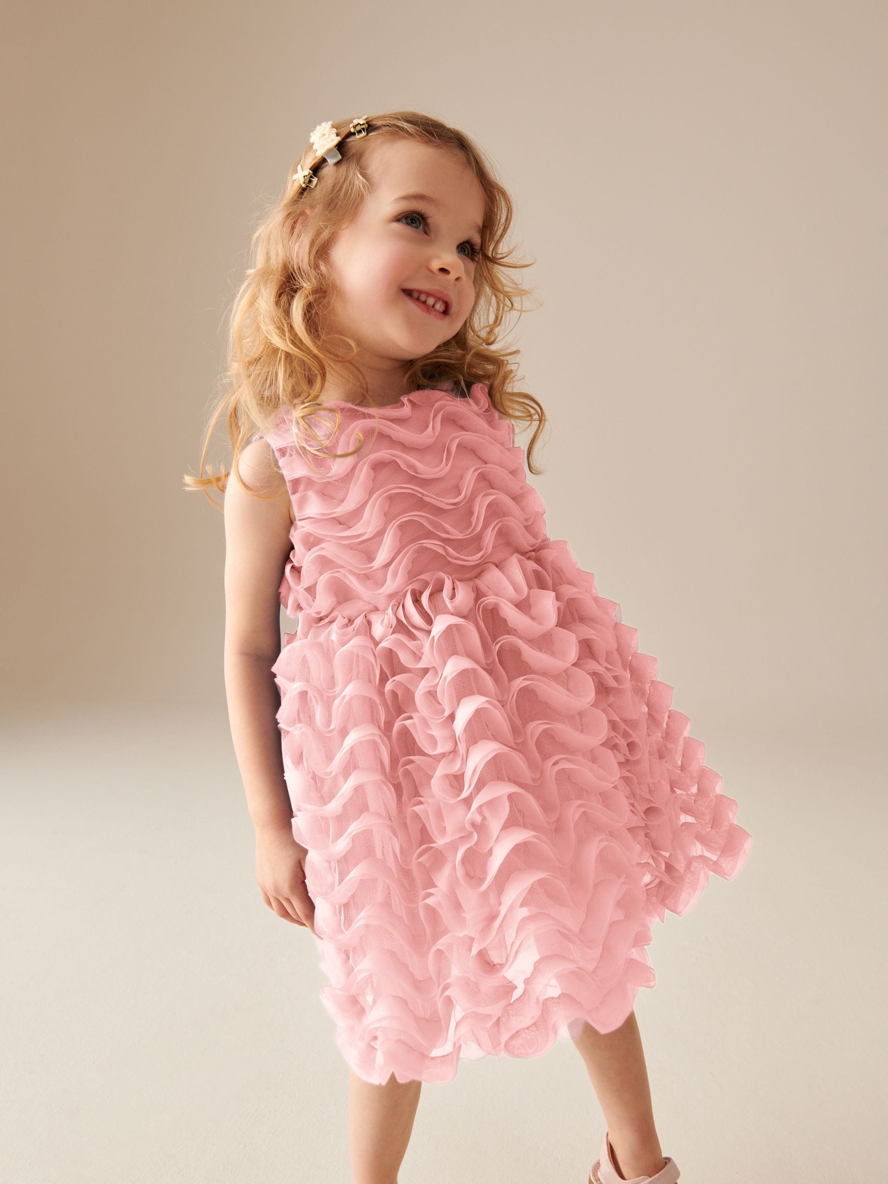 Pink Sleeveless Mesh Dress (3mths-7yrs)