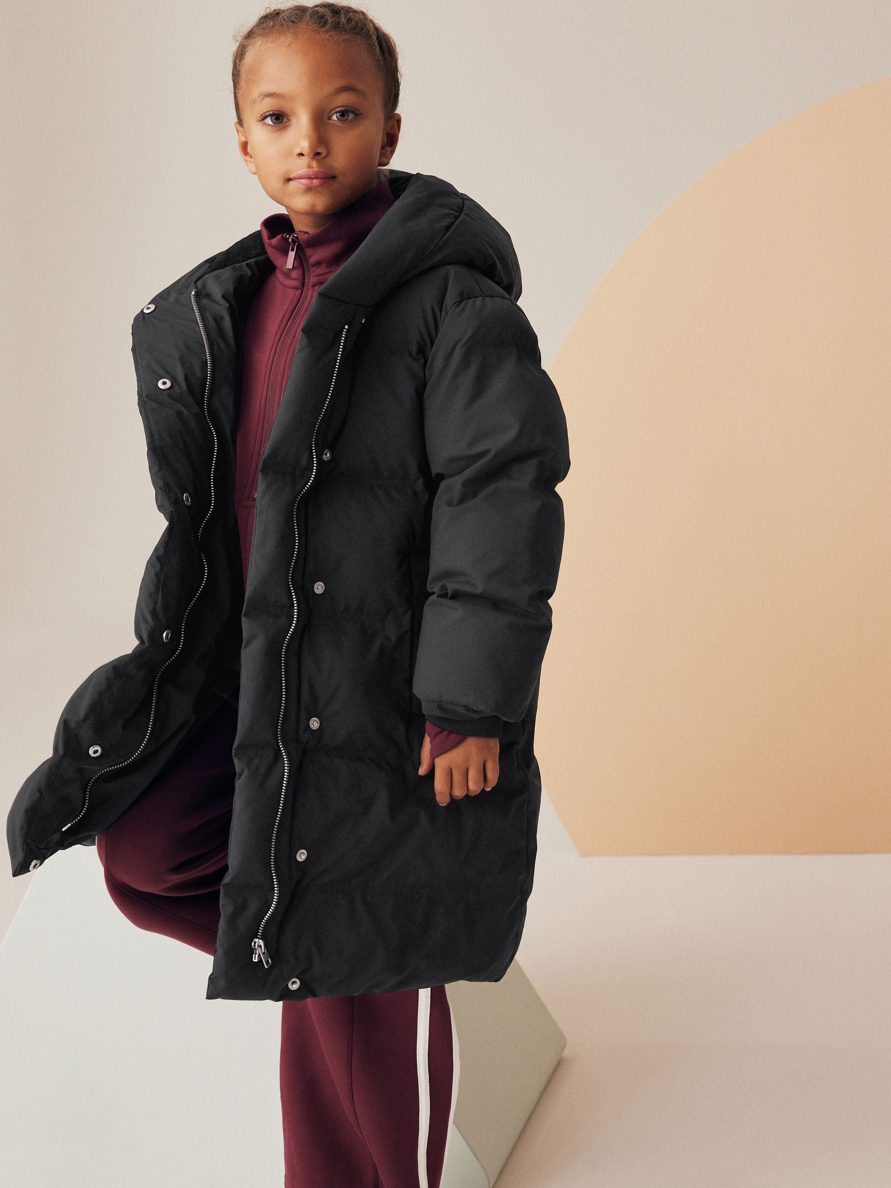 Black Waterproof Hooded Padded Coat (3-16yrs)