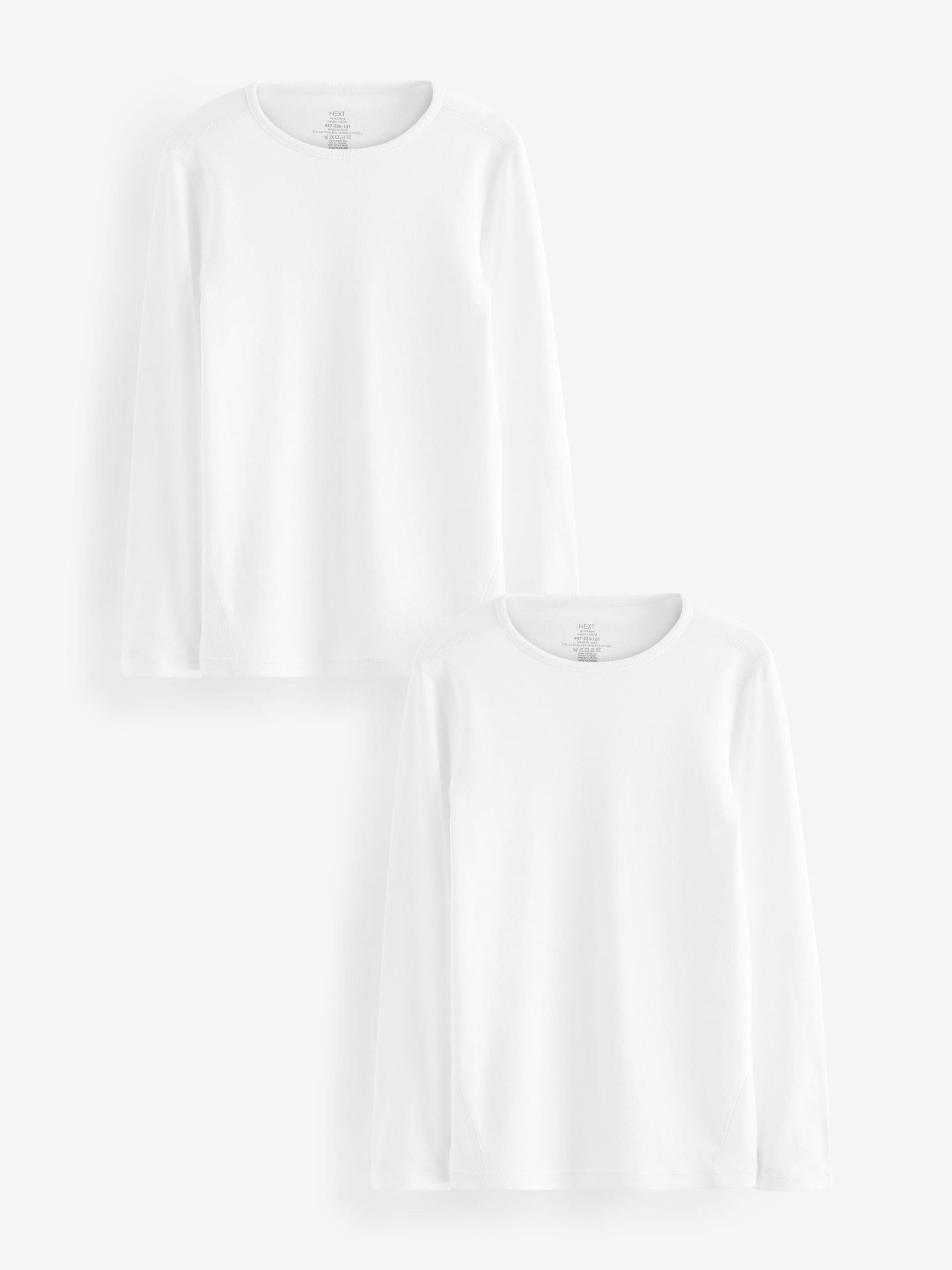White Kind To Skin Long Sleeve T-Shirts 2 Pack (9mths-12yrs)