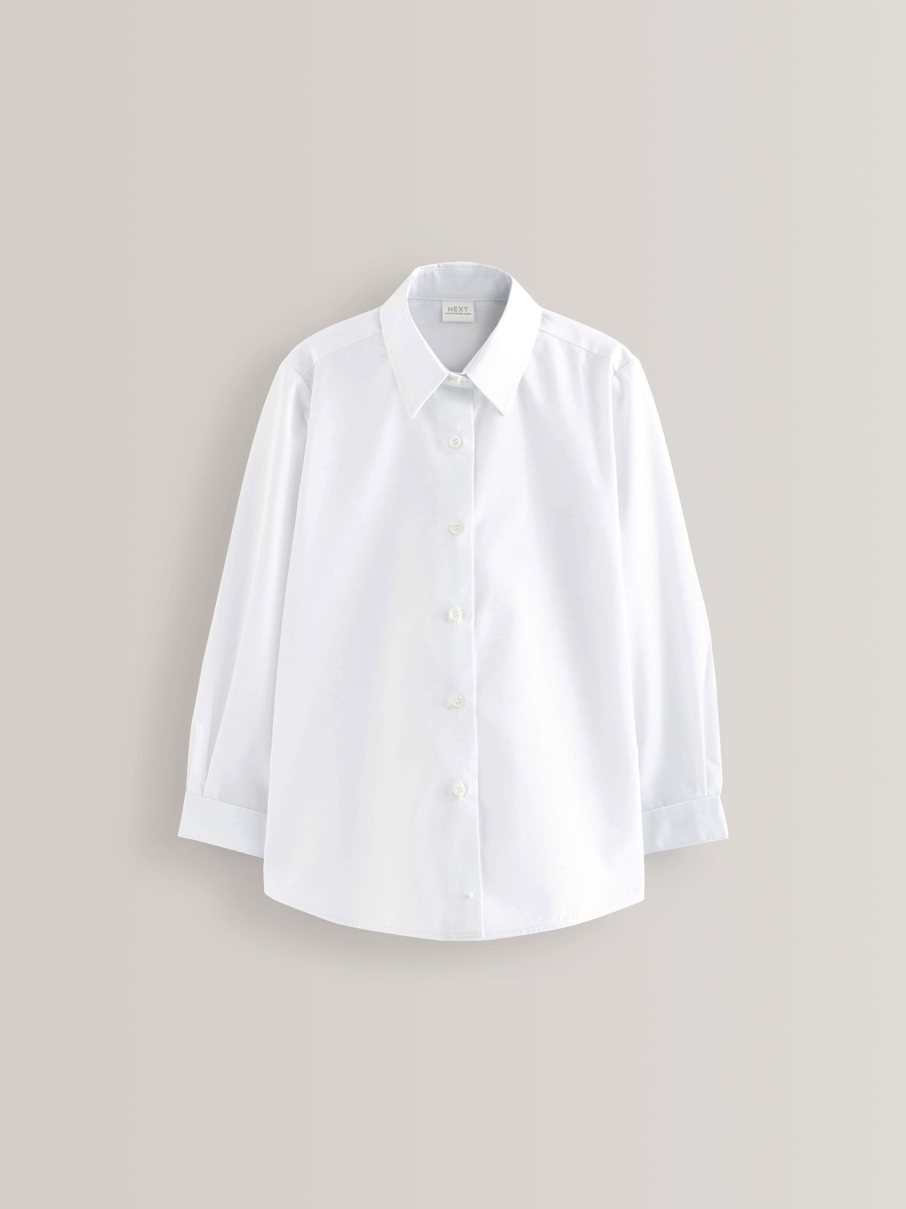 White Regular Fit 2 Pack Long Sleeve Formal School Shirts (3-18yrs)