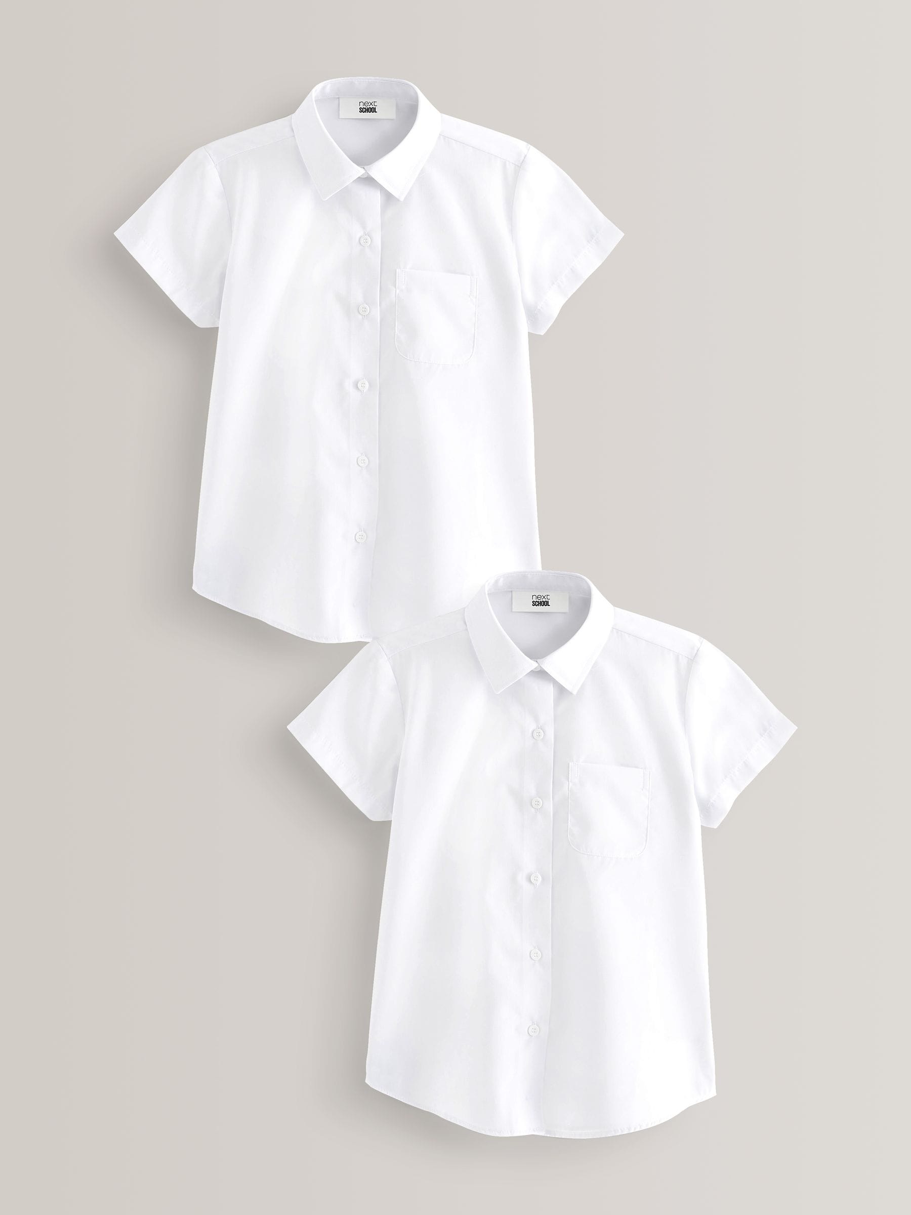 White Plus Fit 2 Pack Plus Fit Short Sleeve School Shirts (3-18yrs)