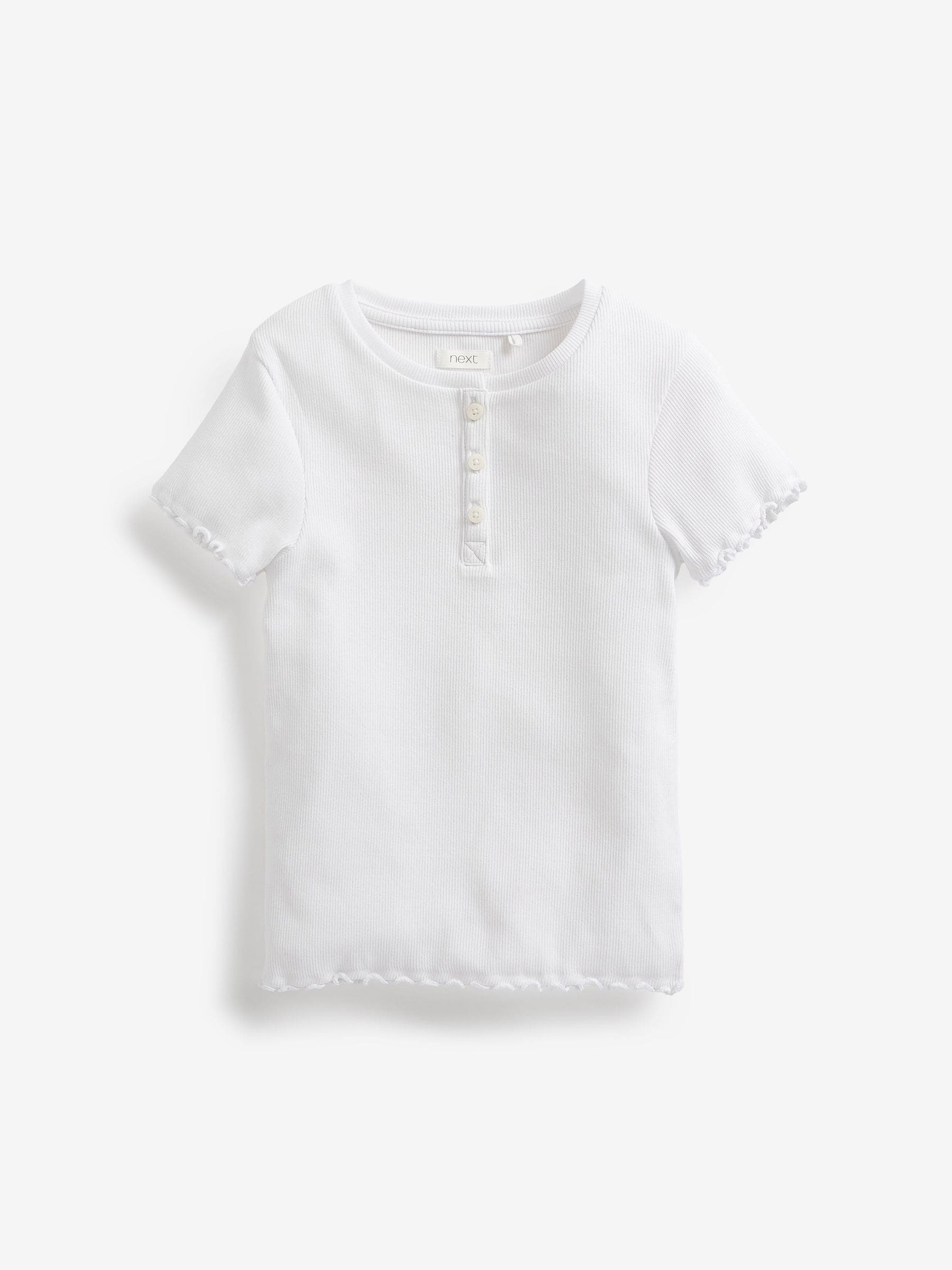 White Ribbed Placket T-Shirt (3-16yrs)