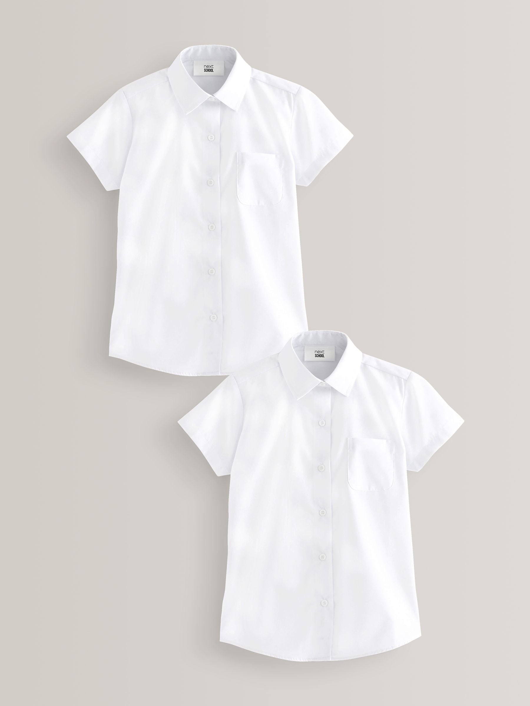 White Regular Fit 2 Pack Plus Fit Short Sleeve School Shirts (3-18yrs)