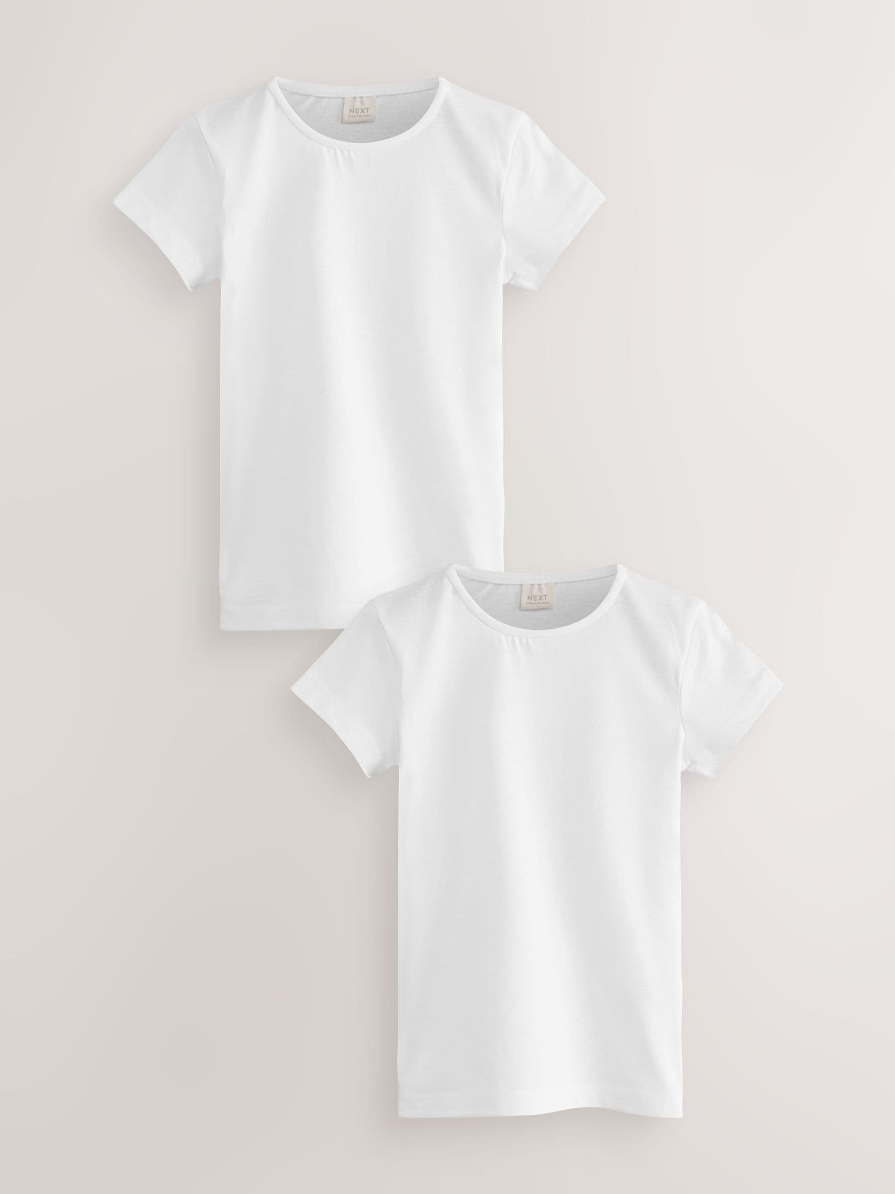 White 2 Pack 100% Cotton Gym School T-Shirts (3-16yrs)