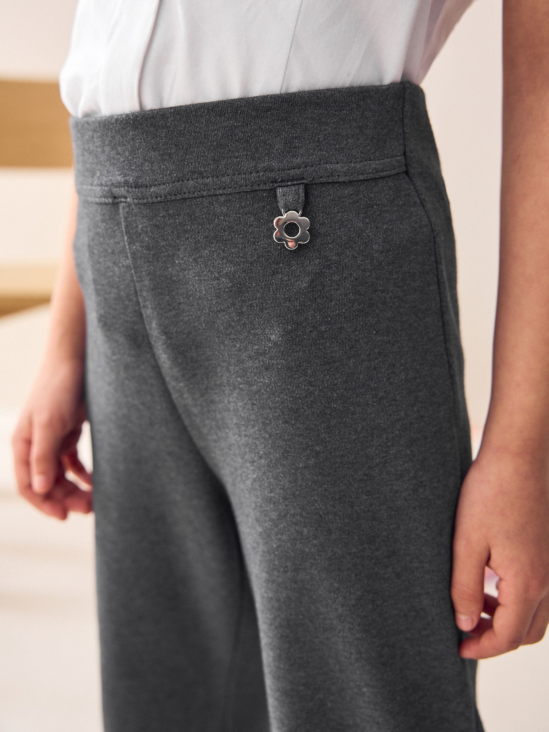 Charcoal Grey Regular Length Pull-On Cotton Rich Stretch Boot Cut School Trousers (3-16yrs)