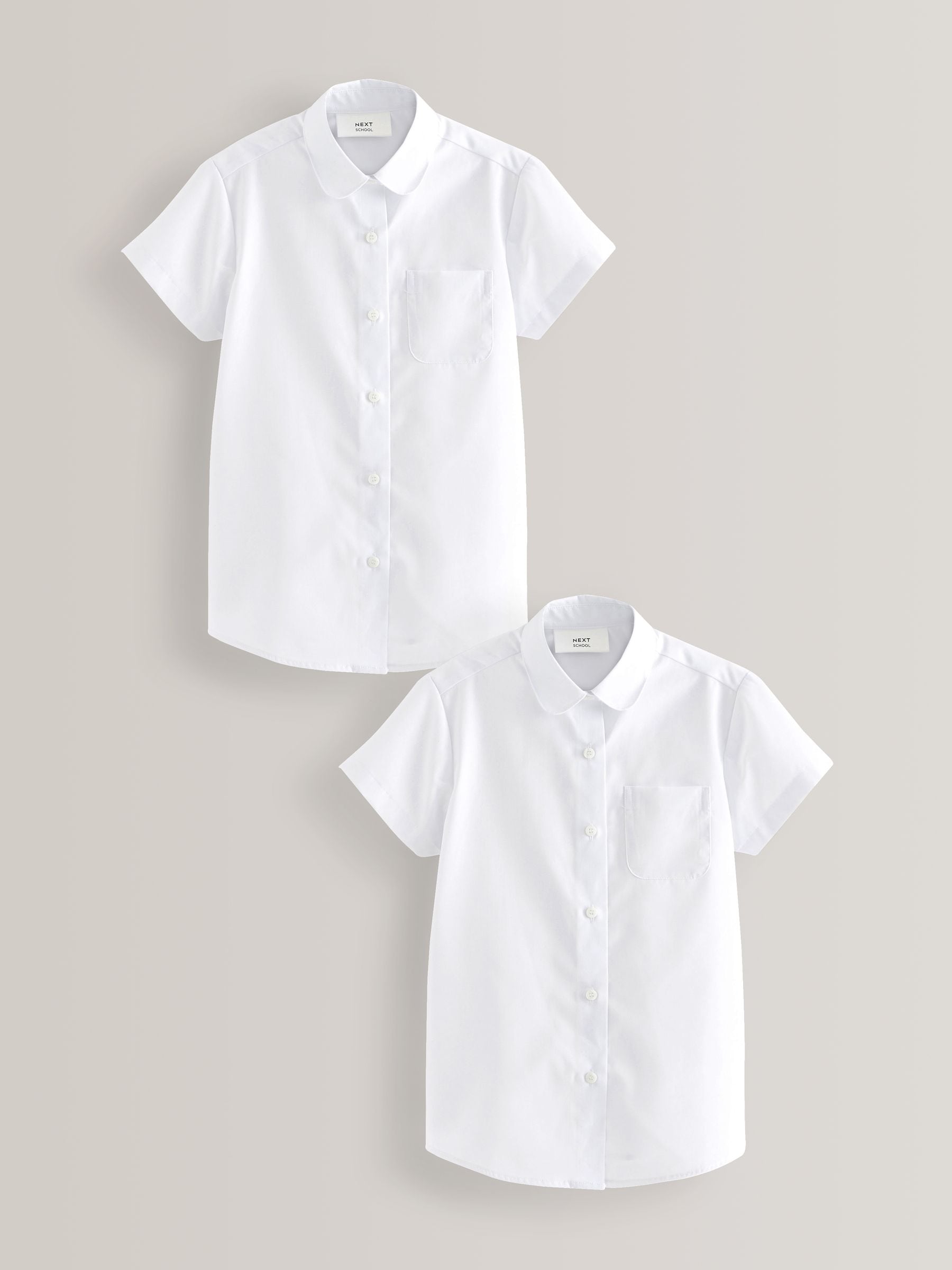 White 2 Pack Short Sleeve Curved Collar School Shirt (3-16yrs)