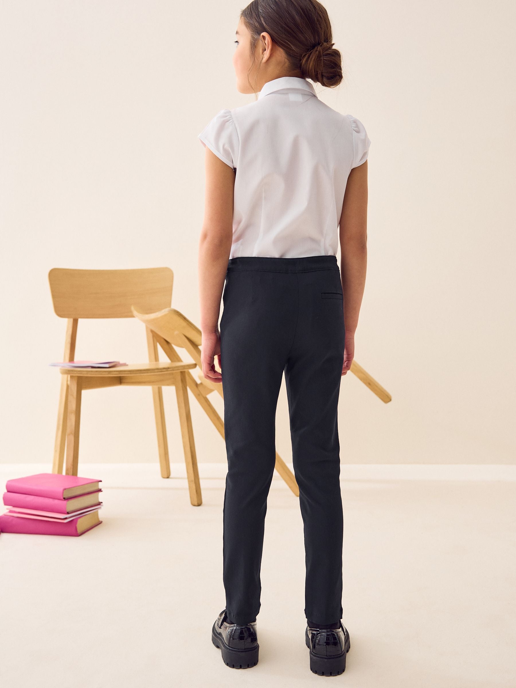 Navy Blue Regular Length School Skinny Stretch Trousers (3-18yrs)