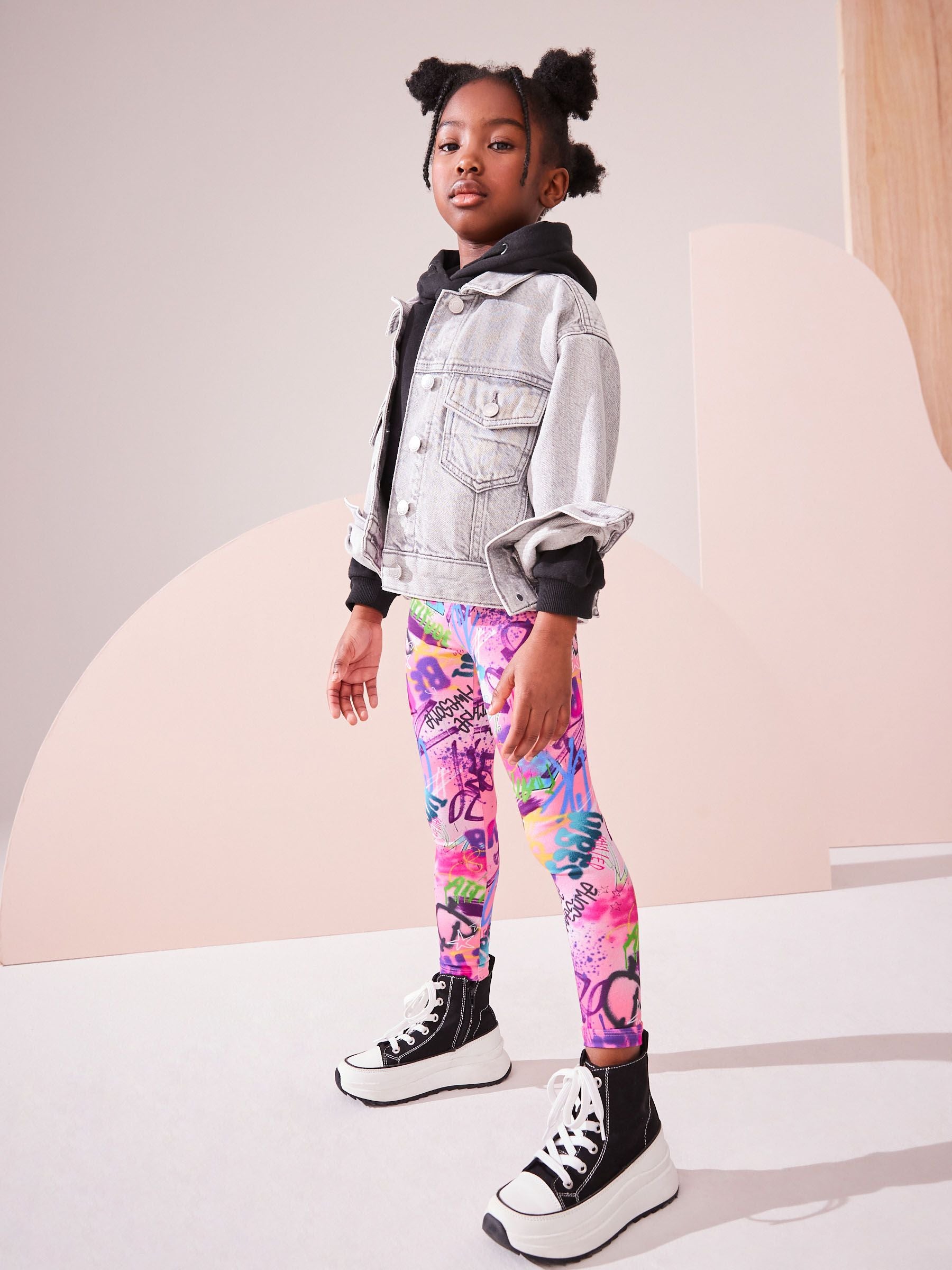 Pink Graffiti Printed Leggings (3-16yrs)