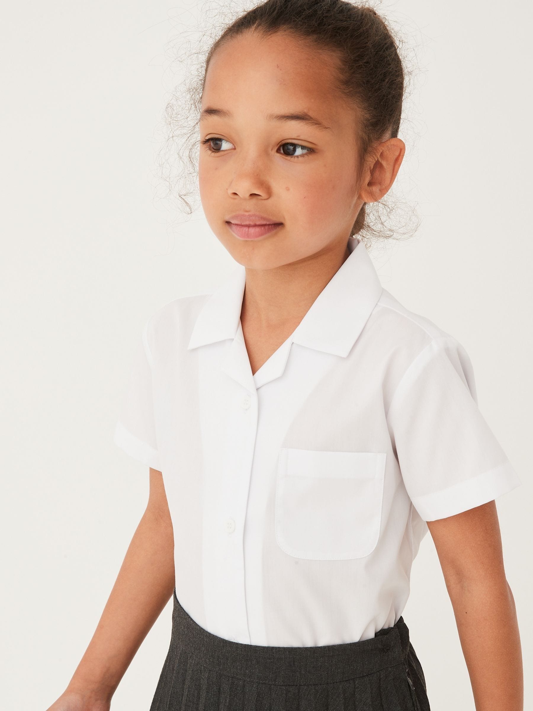 White 2 Pack Short Sleeve Revere Collar School Shirts (3-17yrs)