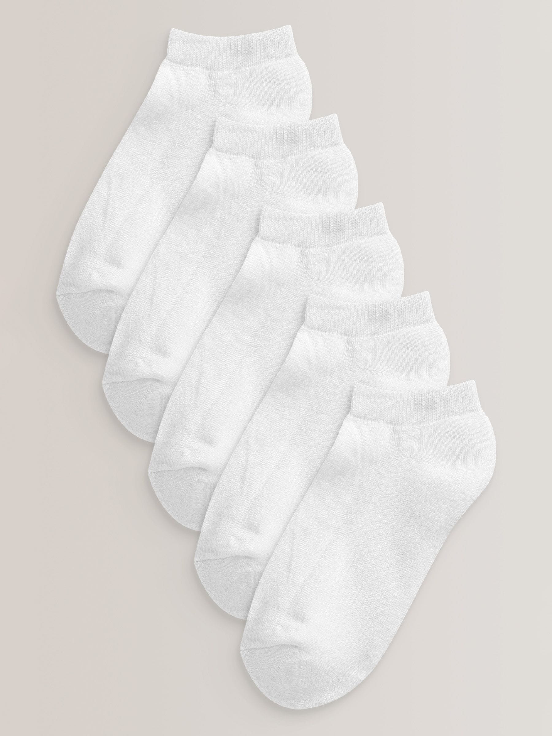 White 5 Pack Cotton Rich Cushioned Sole Trainer Socks