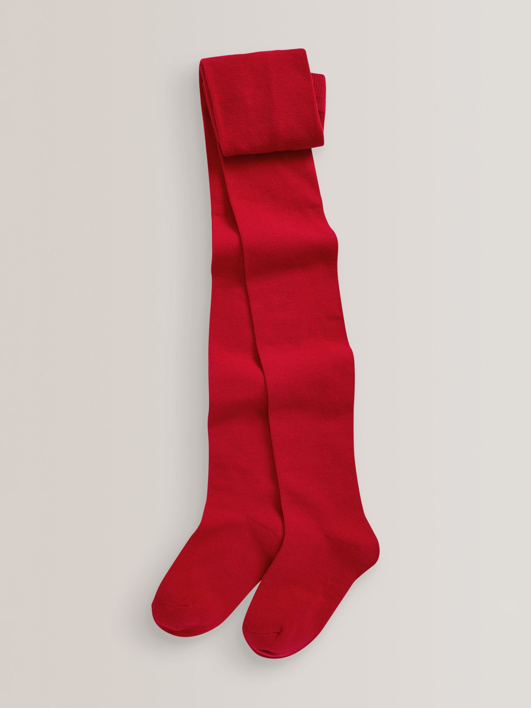 Red Regular Length 3 Pack Cotton Rich School Tights